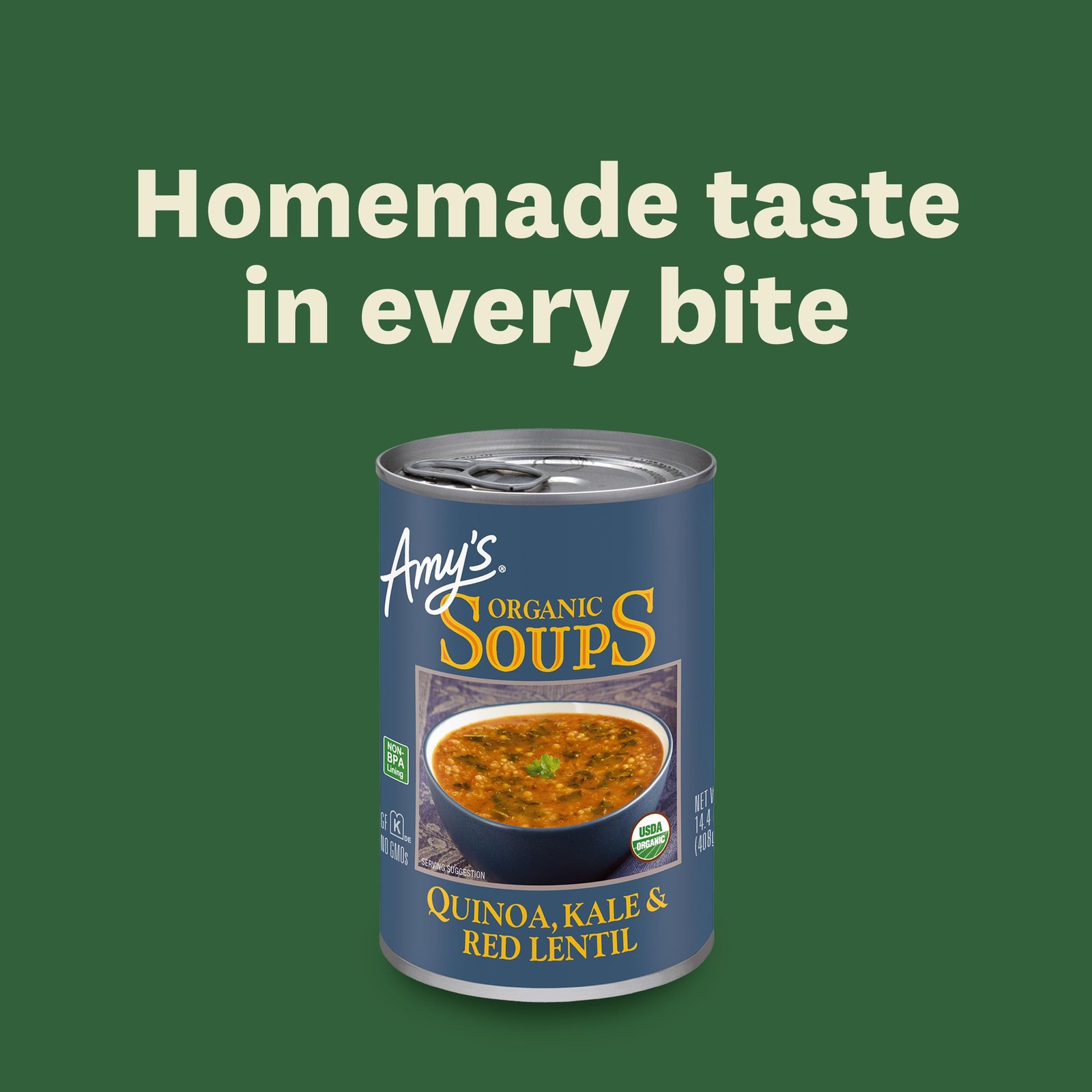 Amy’s Soup, Vegan, Gluten Free, Organic Kale, Quinoa and Red Lentil, 14.4 Ounce