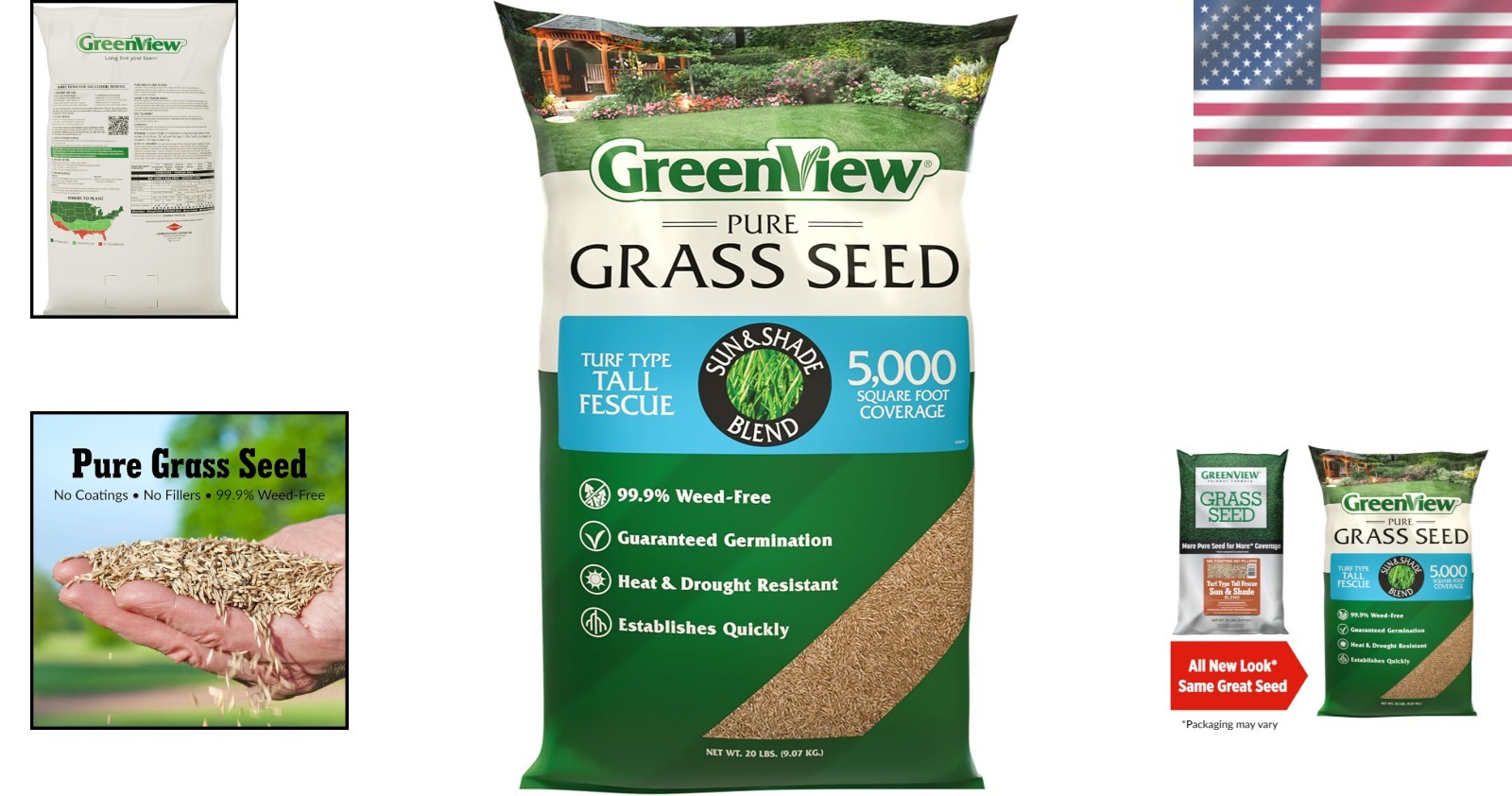 Elite Tall Fescue Seed 20lb Bag – Sun Shade, Heat Drought Insect Disease Proof