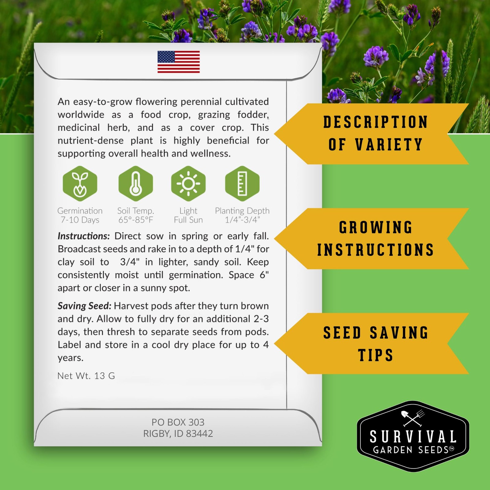 Medicinal Herb Seeds Variety Pack – 36 Non-GMO Culinary & Healing Plants