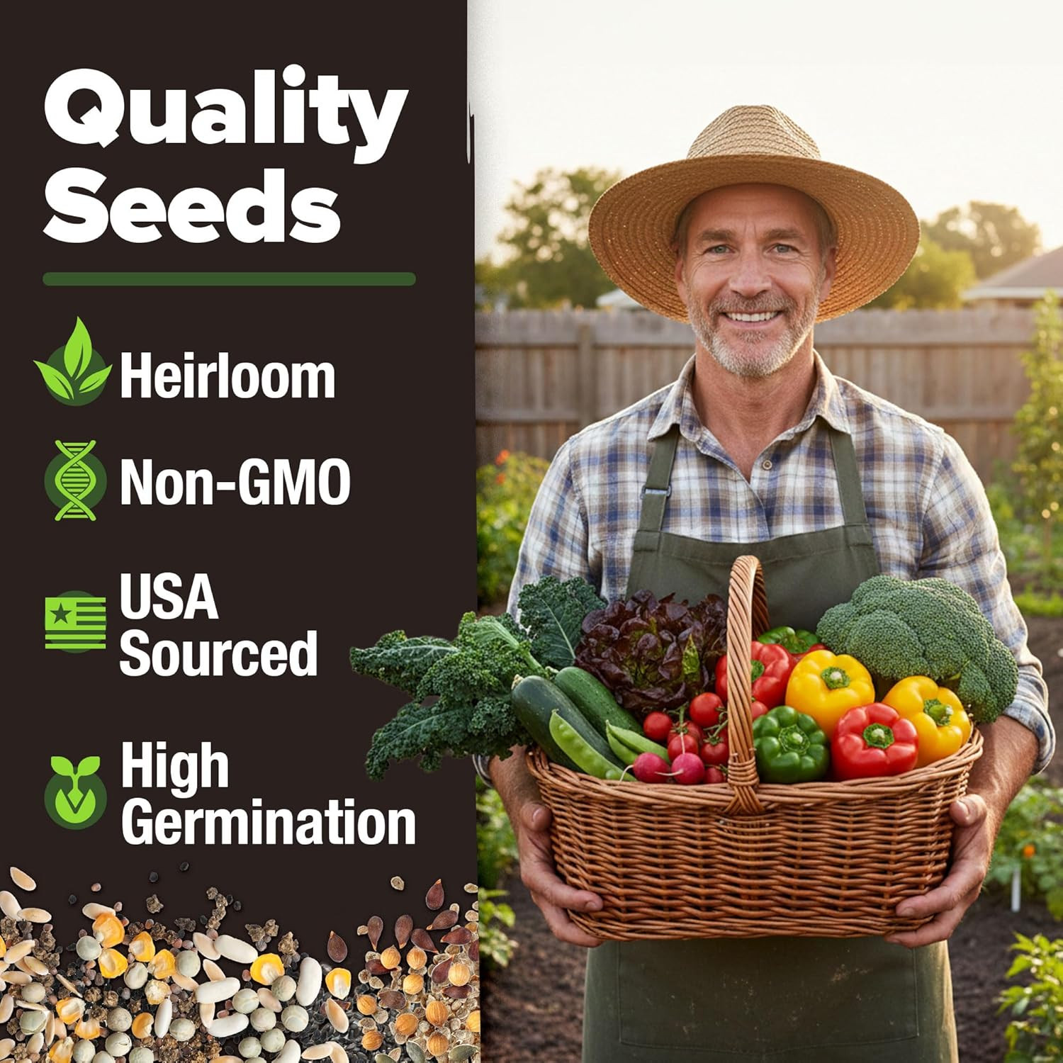 10 Variety Seed Vault 5,700+ USA Grown Heirloom Non-Gmo Vegetable Seeds for Plan