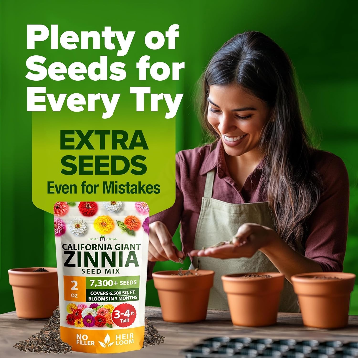 Zinnia Seeds for 2026 – California Giant Mix – 7,300+ 2 oz Plant Wildflower B…