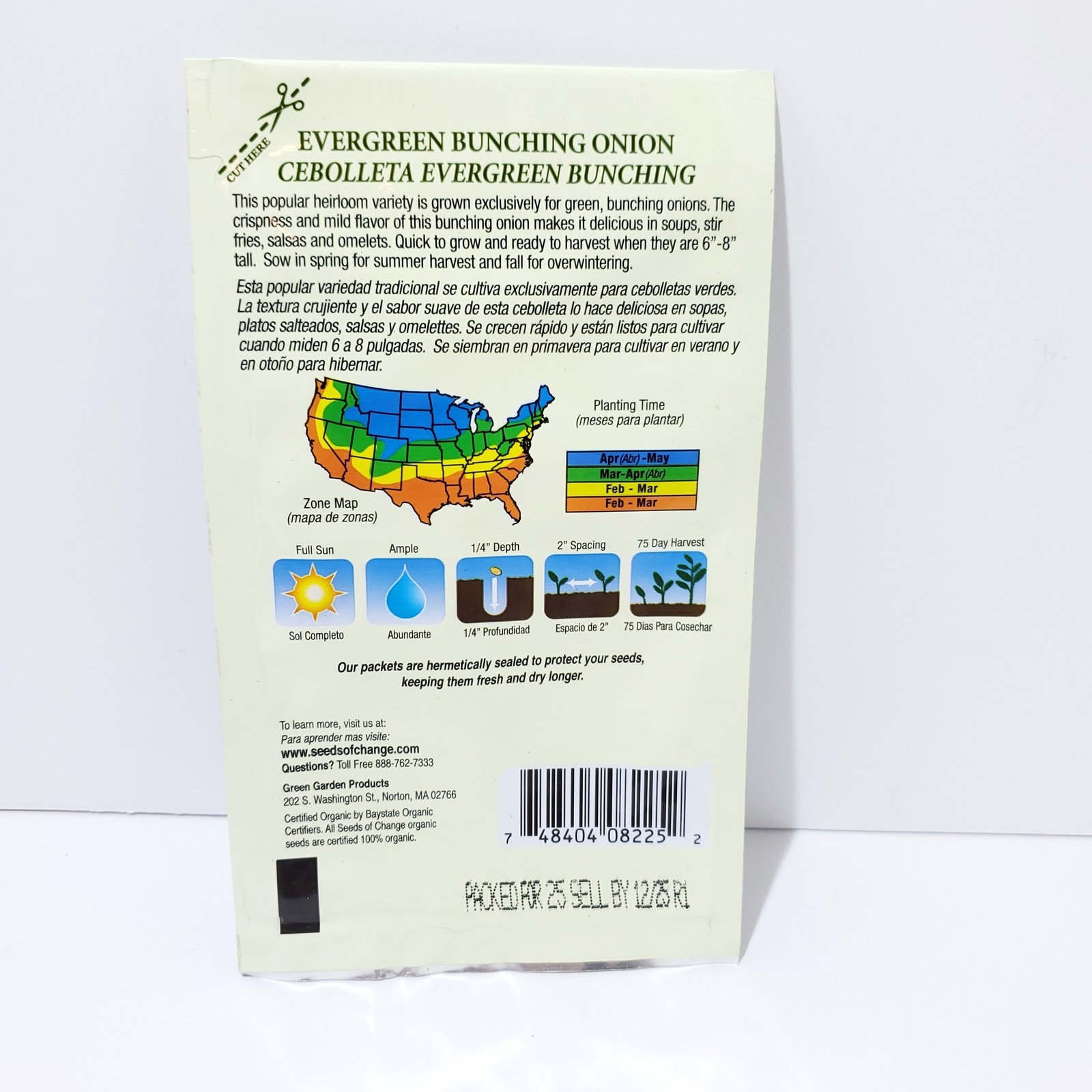 Seeds of Change Organic (2025) – 1 pk 600mg Evergreen Bunching Onions Garden