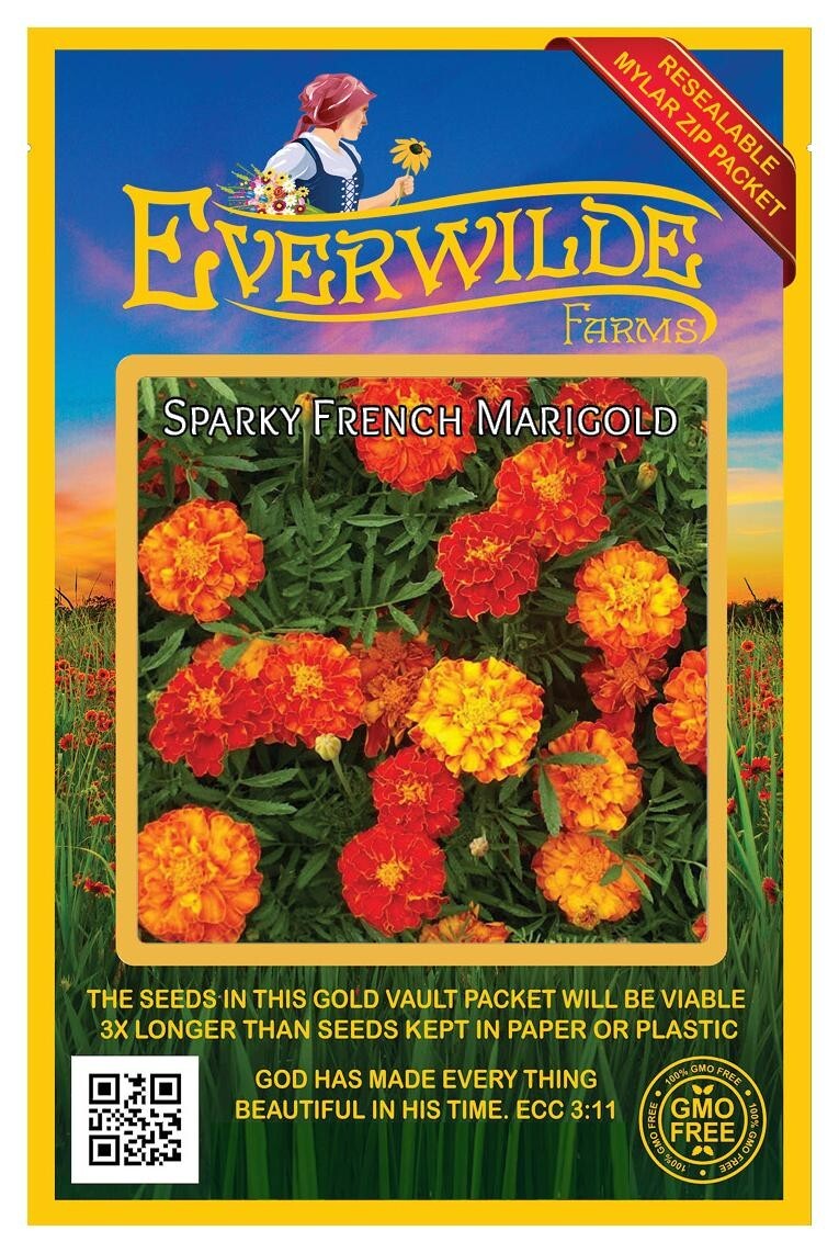 500 Sparky Mix French Marigold Wildflower Seeds – Everwilde Farms Mylar Packet