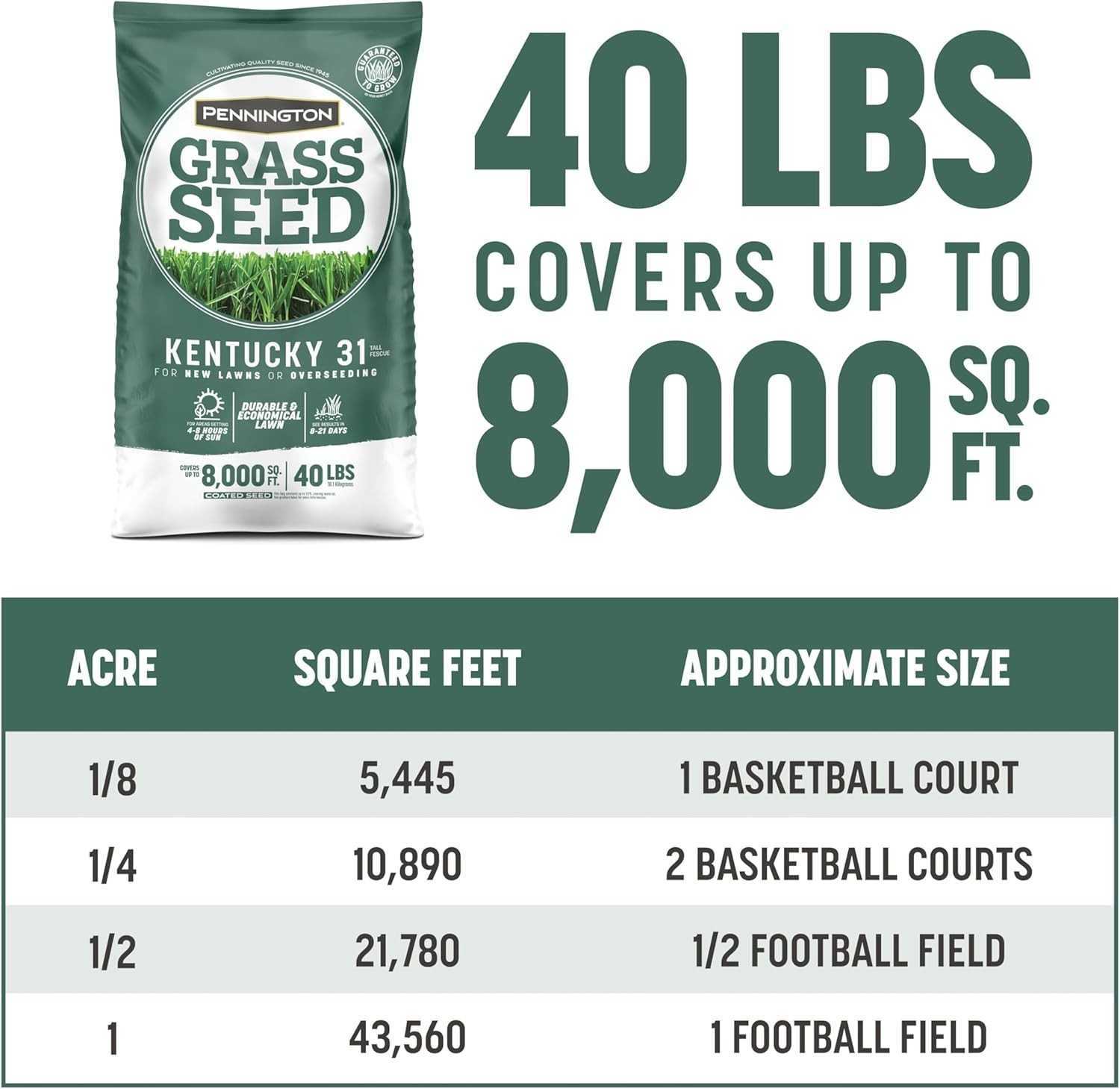 Transform Your Yard with 40 lbs of Kentucky 31 Tall Fescue Penkoted Grass Seed
