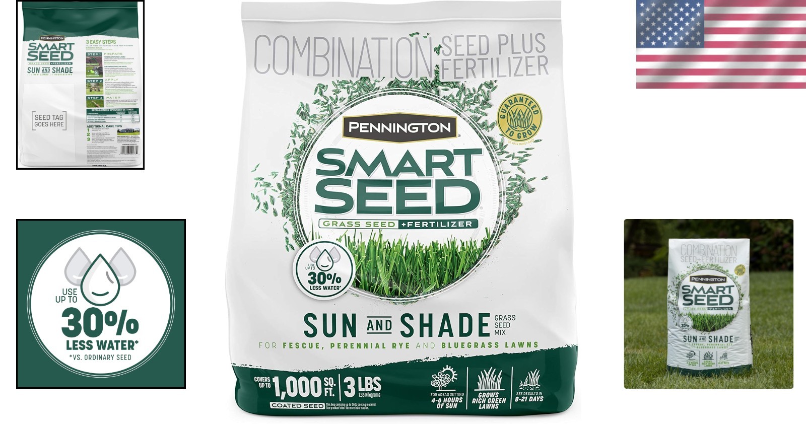 3 lb Sun & Shade Grass Seed Mix – Fast Germination and Water Efficient