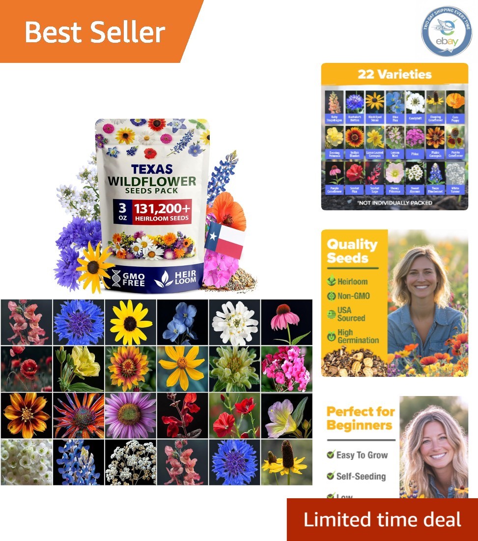 Create a Blossoming Pollinator Garden with 131,200+ Pure Wildflower Seeds – 3 Oz