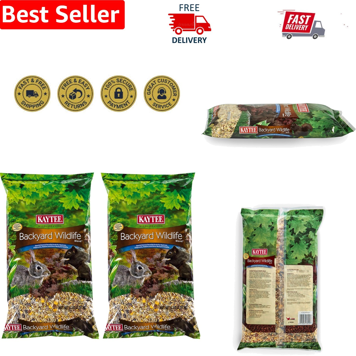 5 lb Pack of Backyard Wildlife Food for Squirrels & Chipmunks – Nutritious Blend