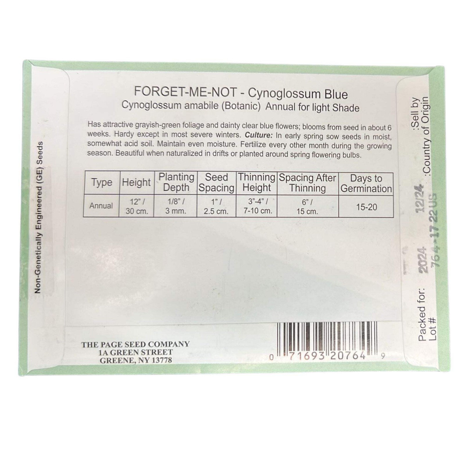 Valley Greene 225mg Forget-Me-Not Blue Flower Seeds : 2CT