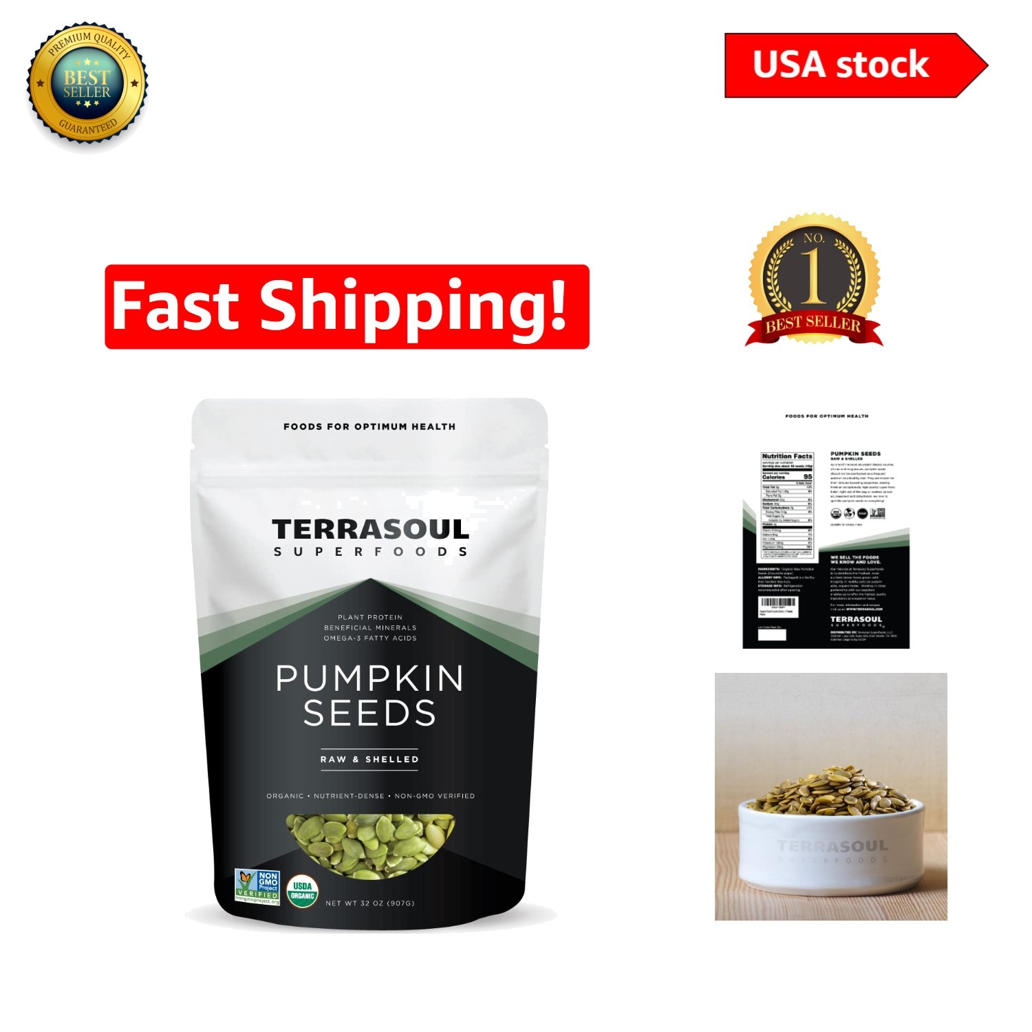 2 Lbs Organic Pumpkin Seeds – Shelled, Unsalted Gourmet Superfood