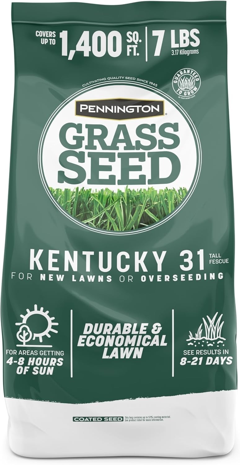 Kentucky 31 Tall Fescue Grass Seed for Durable Lawn, 7 LB Penkoted Seed