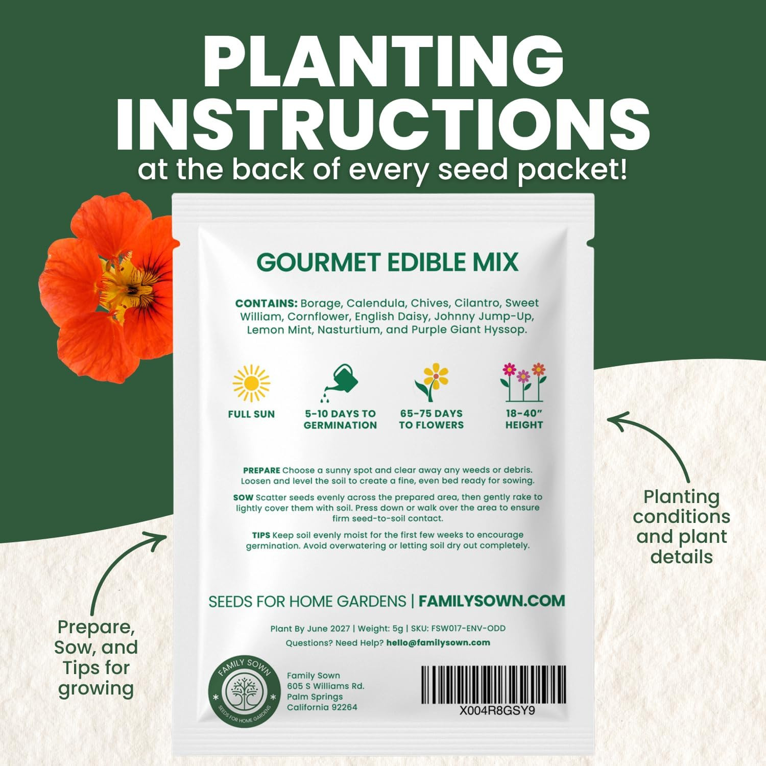 Gourmet Edible Mix – 1,000 Premium Seeds for Planting – Fresh Culinary Flowers &