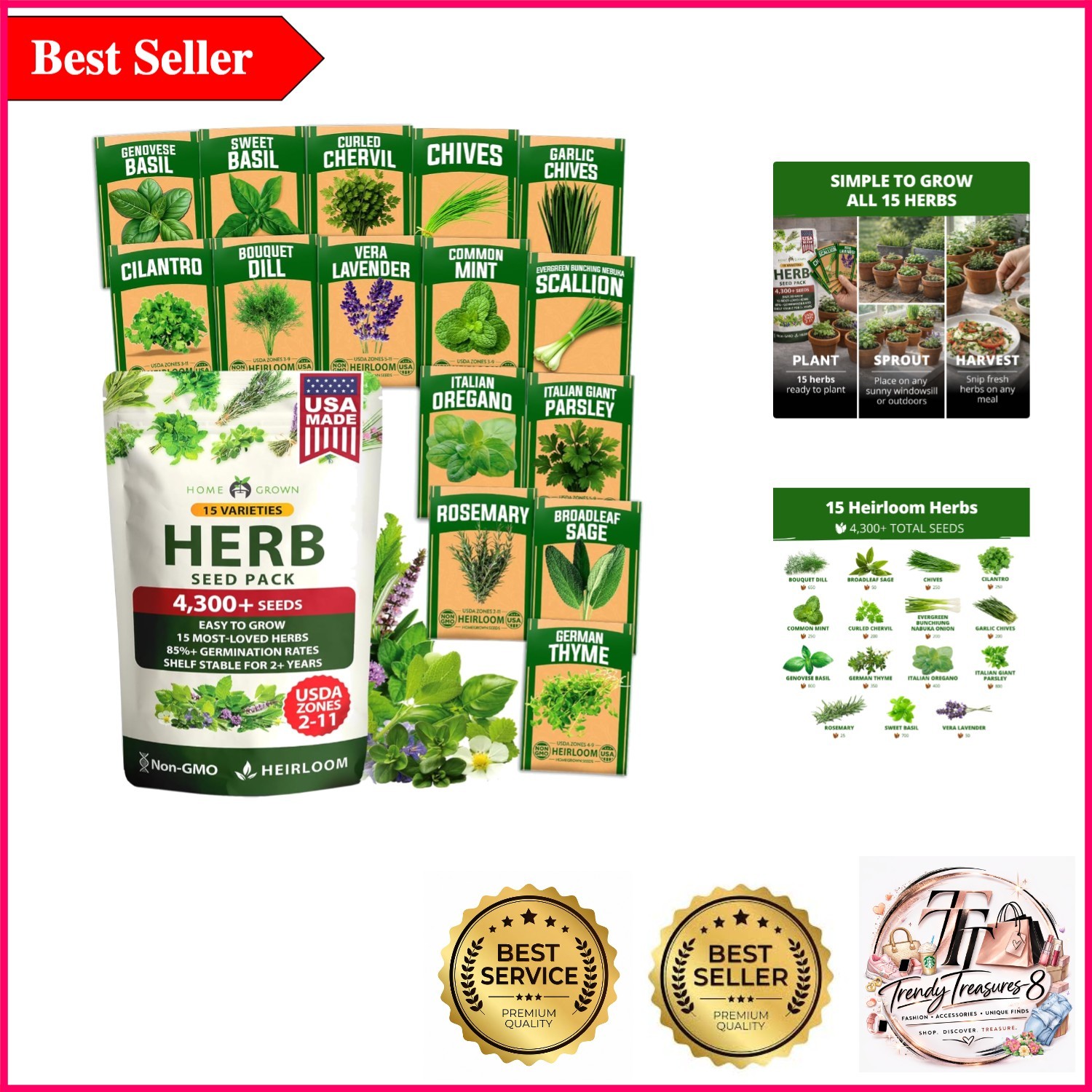 Herb Seed Vault: 4,300+ Non-GMO Heirloom Seeds for Indoor & Outdoor Gardening