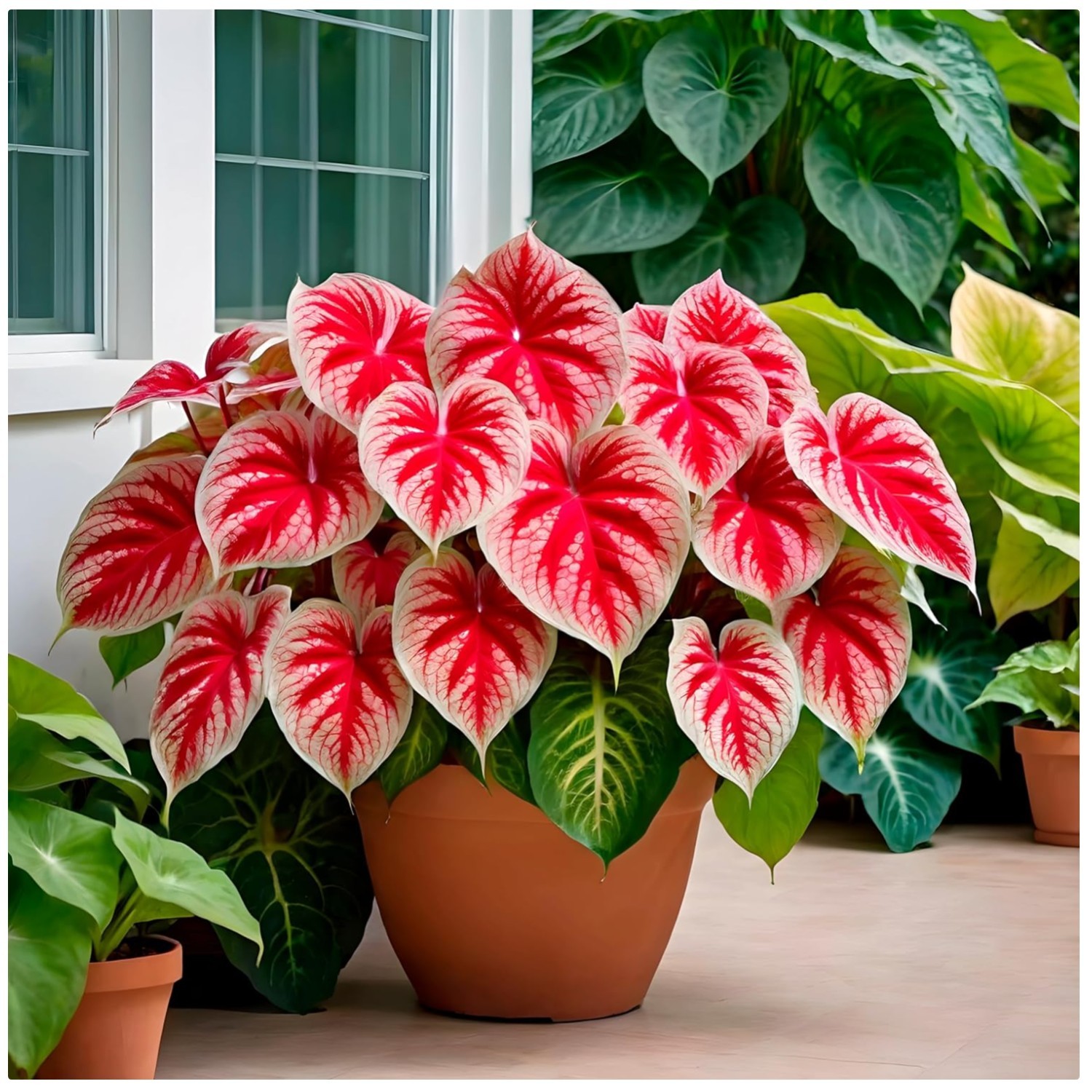 Crimson Sky Caladium Bulbs – Easy Growing Perennials with Bold Color Display