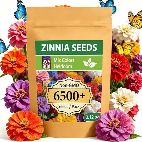Zinnia Seeds, 6500+ Bulk Pack Mixed Colors Large Blooms 6500+ Zinnia Seeds