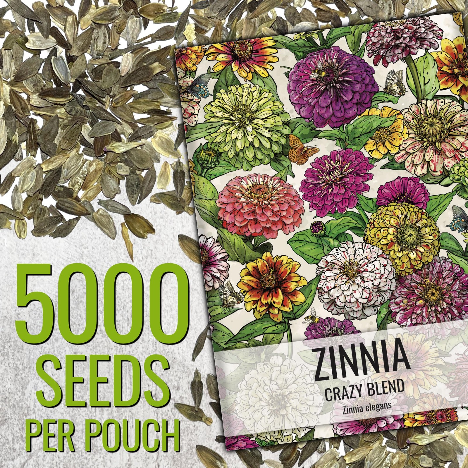 Crazy Zinnia Seeds 15+ Varieties Specialty Blend | 5,000+ Seeds Zinnia Elegan…