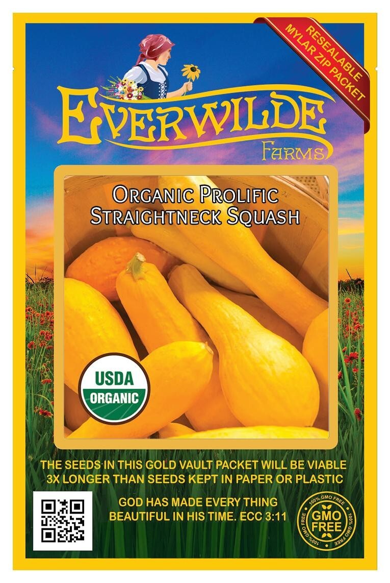 20 Organic Prolific Straightneck Summer Squash Seeds – Everwilde Farms Mylar