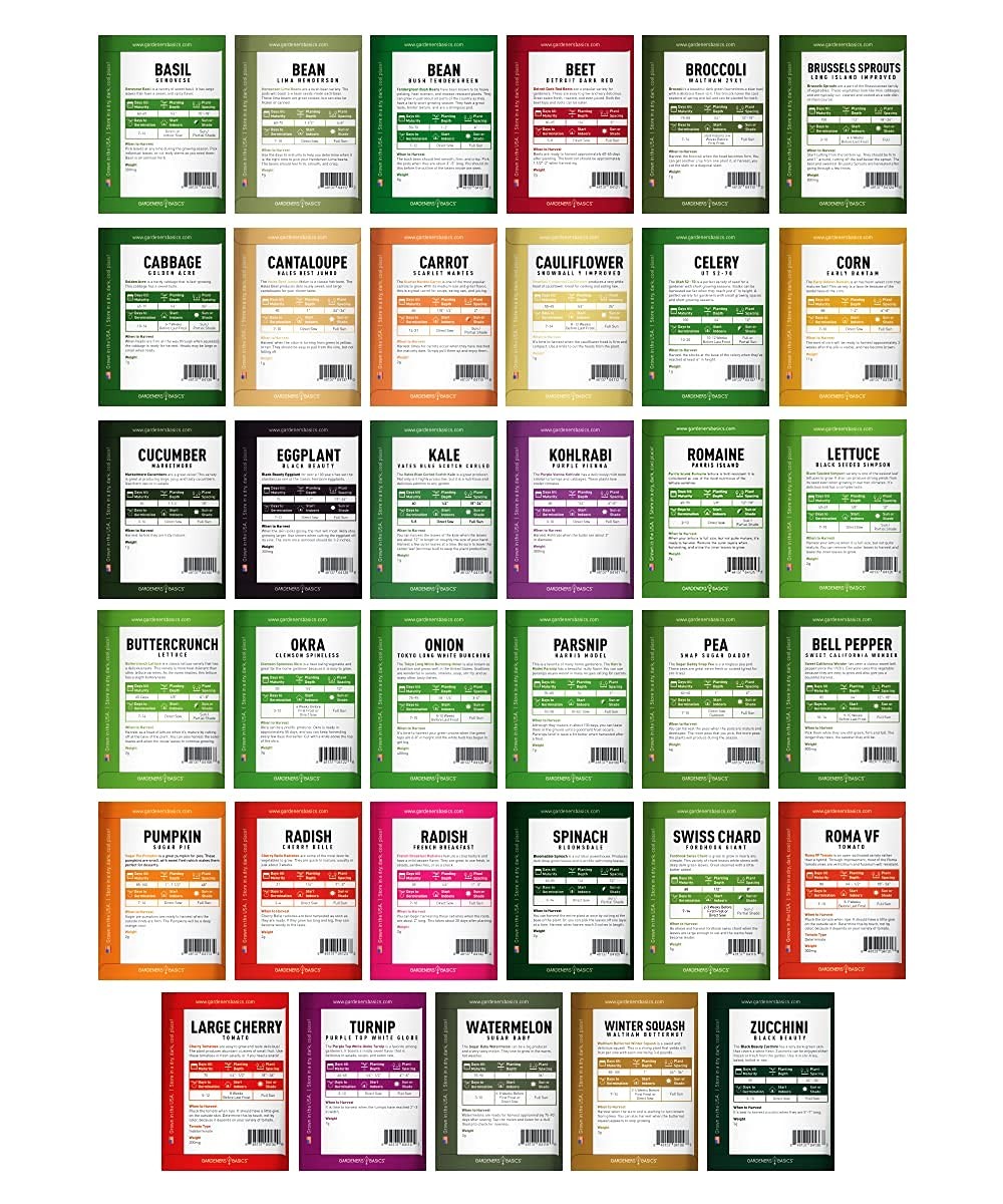 Survival Vegetable Seeds Kit – 35 Varieties, 16,000+ Non-GMO Heirloom Seeds