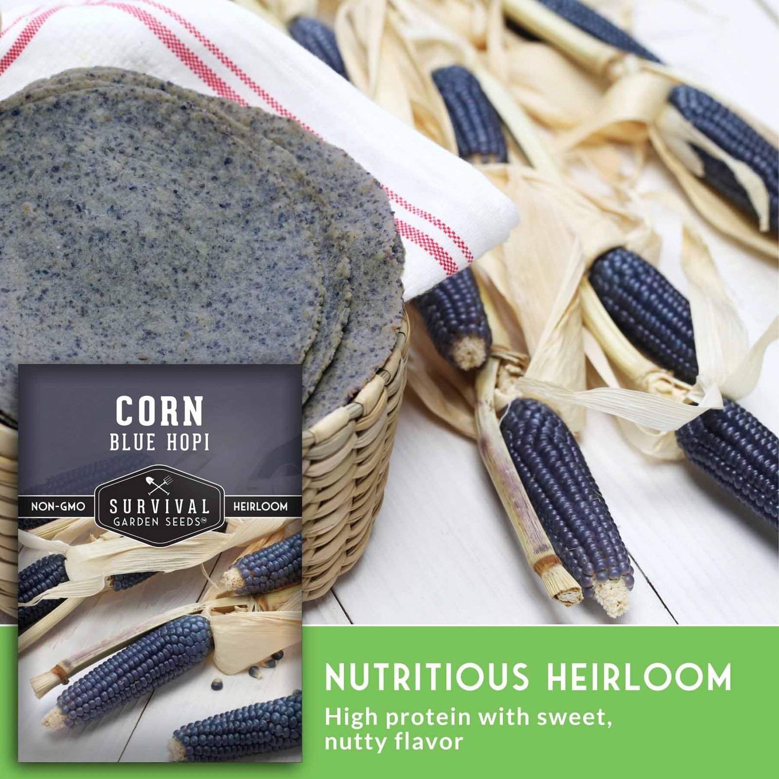 Blue Hopi Corn Seeds NonGMO Heirloom Blue Maize for Home Vegetable Garden