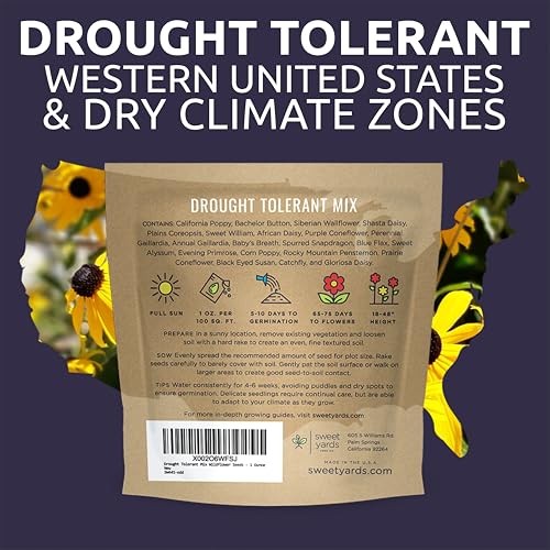 Drought Tolerant Wildflowers Mix – Extra Large Packet – Over 1 Ounce Pouch