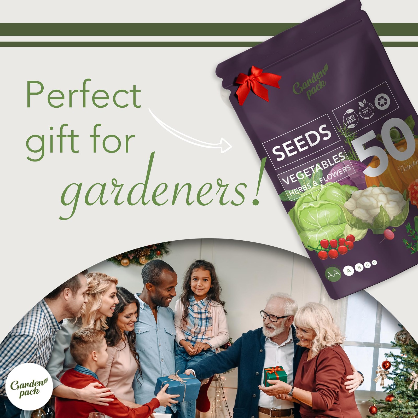 Vegetable Seeds Pouch – 50 Varieties of Vegetable, Herb & Flower Seeds for Pl…