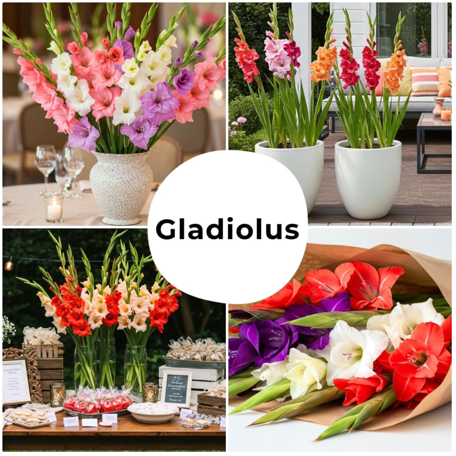 Gladiolus Flowers – 4 Pack – Mixed Colors – Sword Lily Bulbs