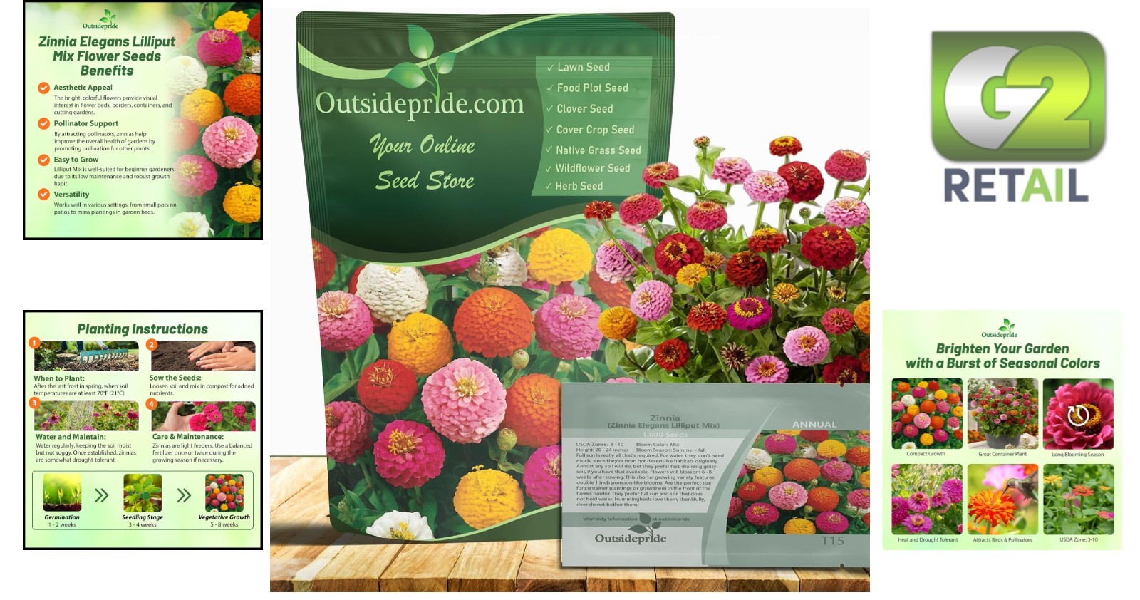 Hardy Annual Zinnia Seeds – 1000 Pcs Lilliput Mix for Stunning Outdoor Displays