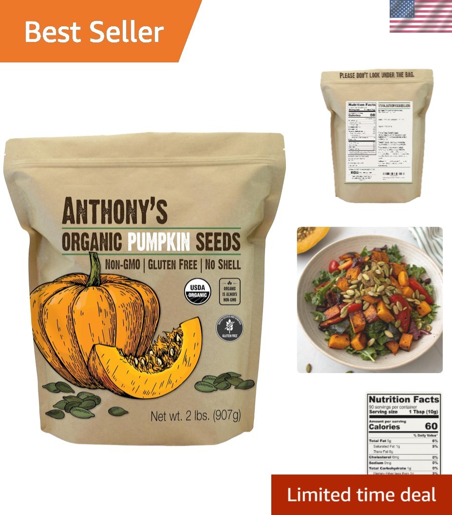 Deliciously Healthy 2 lb Organic Pumpkin Seeds – Gluten Free & Keto Friendly