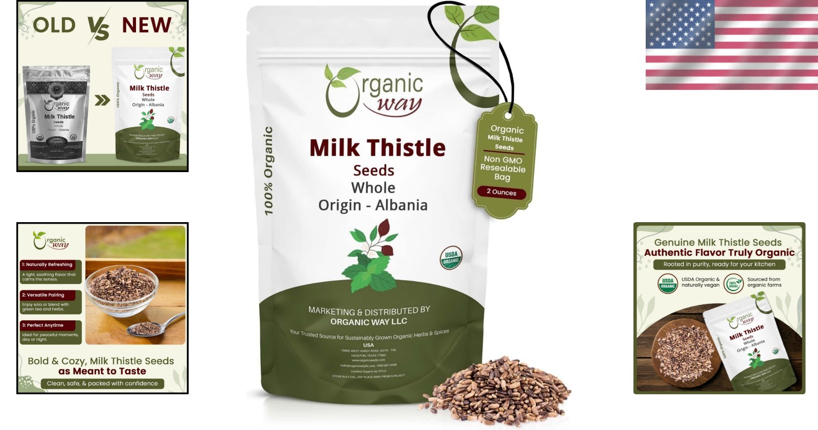 Kosher Certified Milk Thistle Seeds – Organic & Gluten-Free – 2 Oz