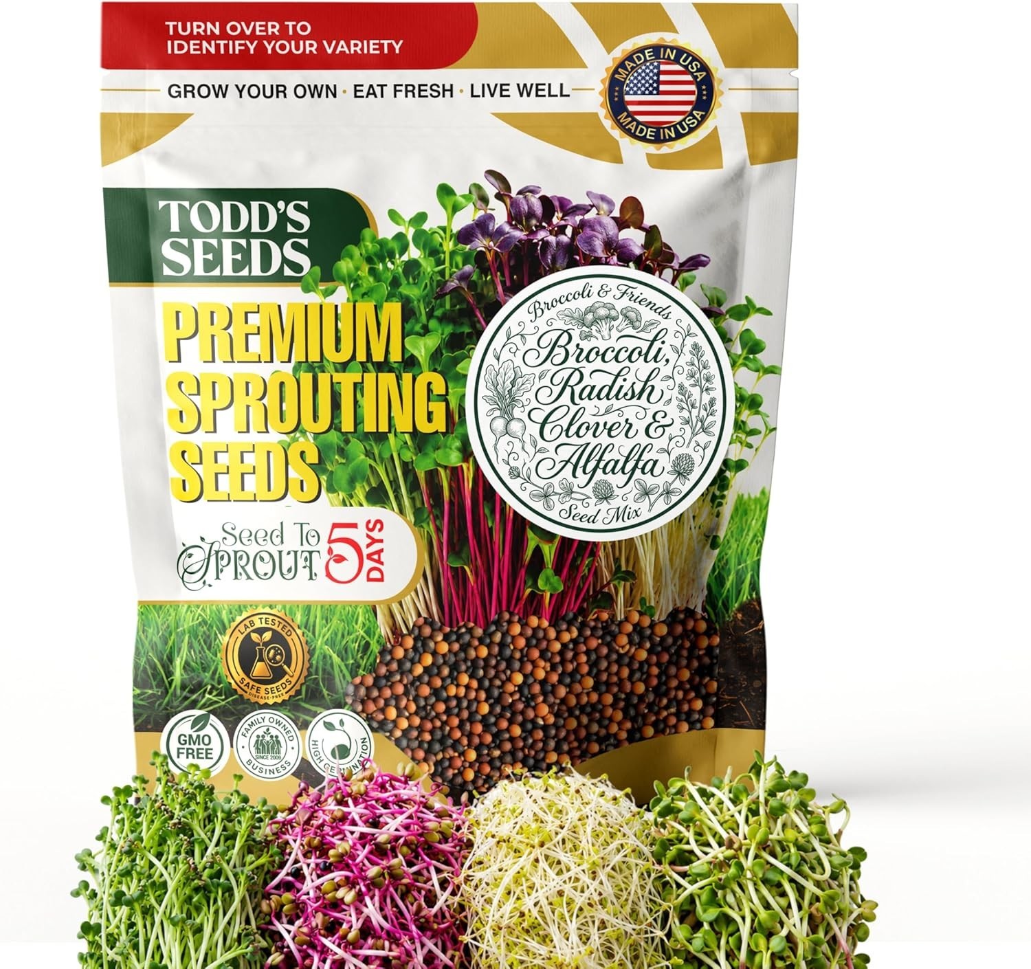 1lb Broccoli Sprouting Seeds Mix Non-GMO – Chemical Free Microgreens Jar Bulk