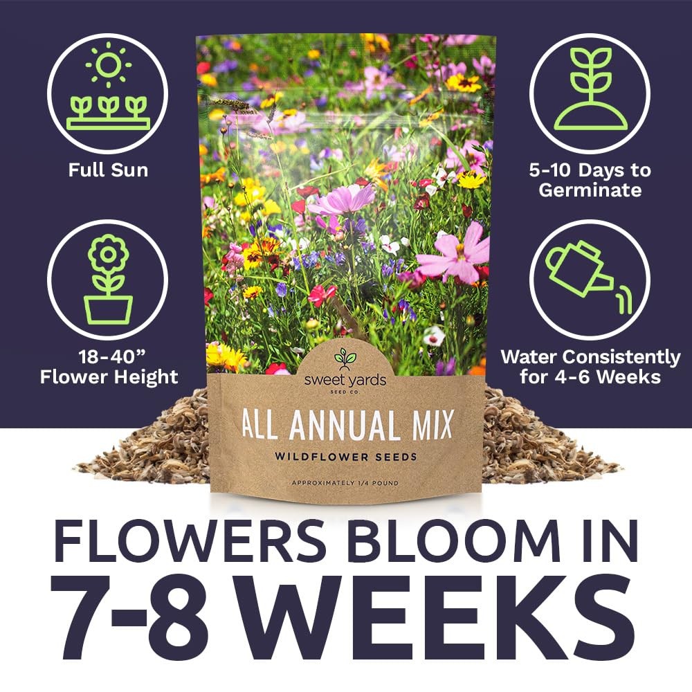 Bulk Wildflower Seeds Quick Blooming Mix 30,000 Open Pollinated Seeds