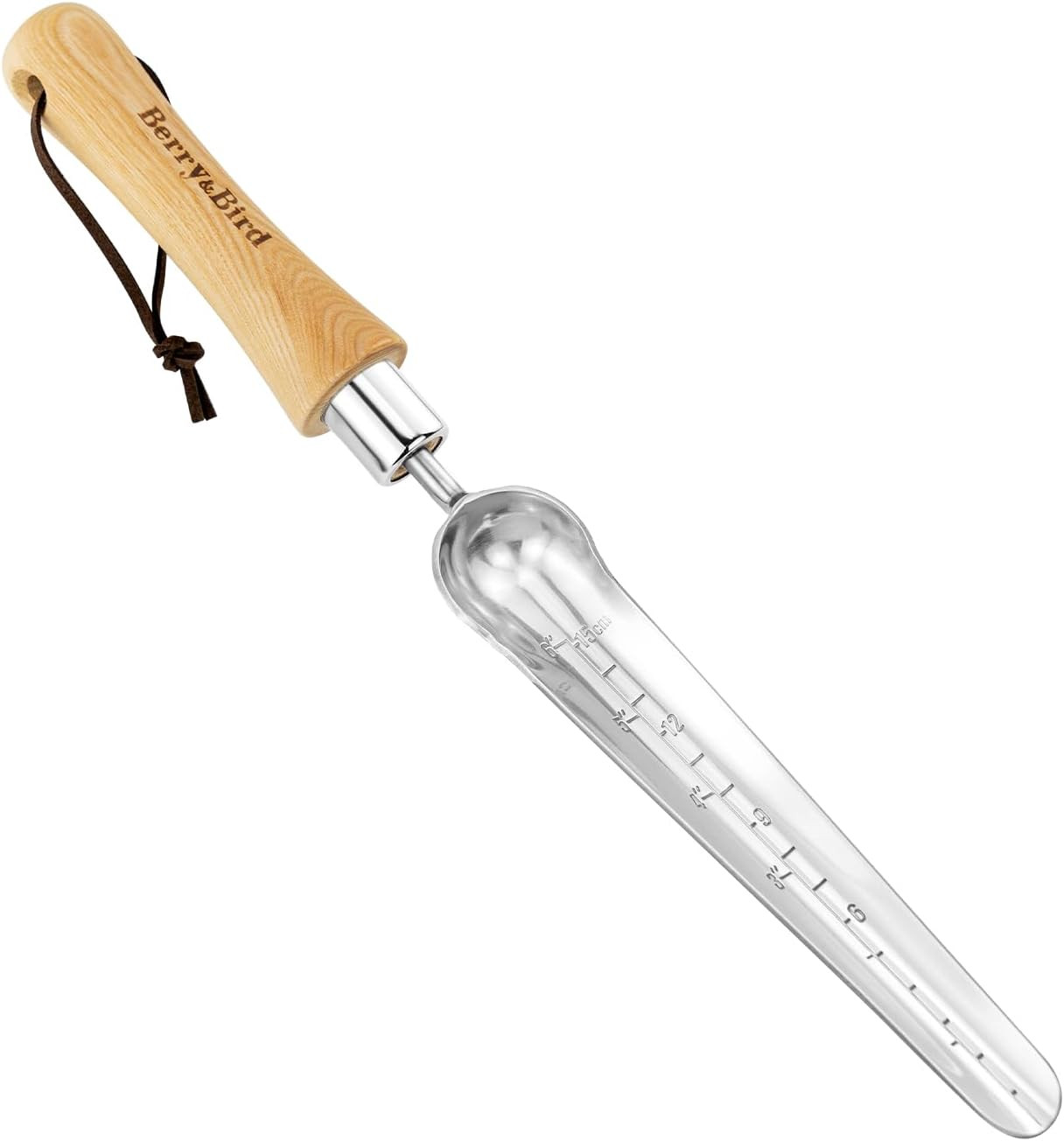 Seeding Widger,Stainless Steel Seed Dibber Tool with Measuring Scale,Wooden Hand