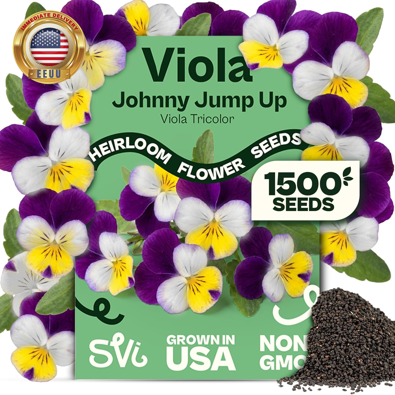 1500 Helen Mount Johnny Jump up Seeds (Viola Tricolor) – Johnny-Jump-Up Wildflow
