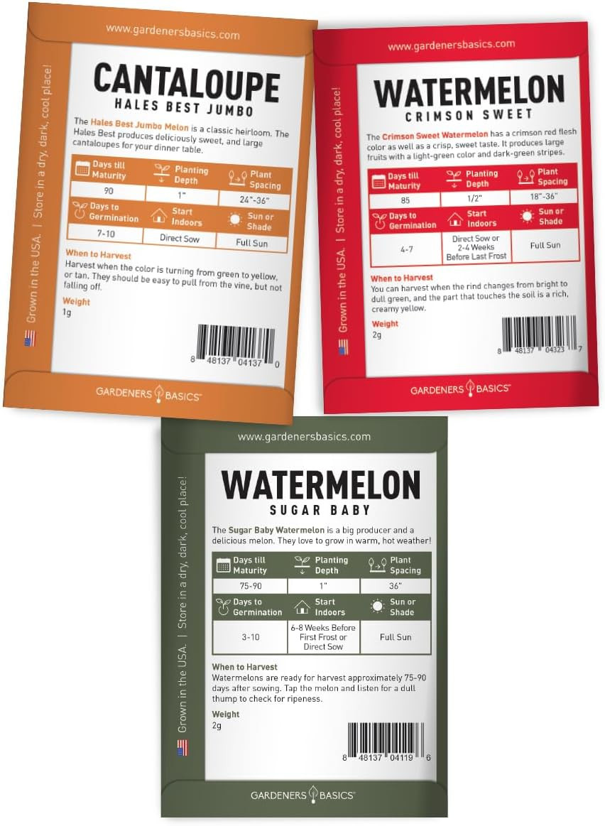 , Melon Fruit Seeds for Planting Home Garden 5 Variety Packs – Hales Best Cantal