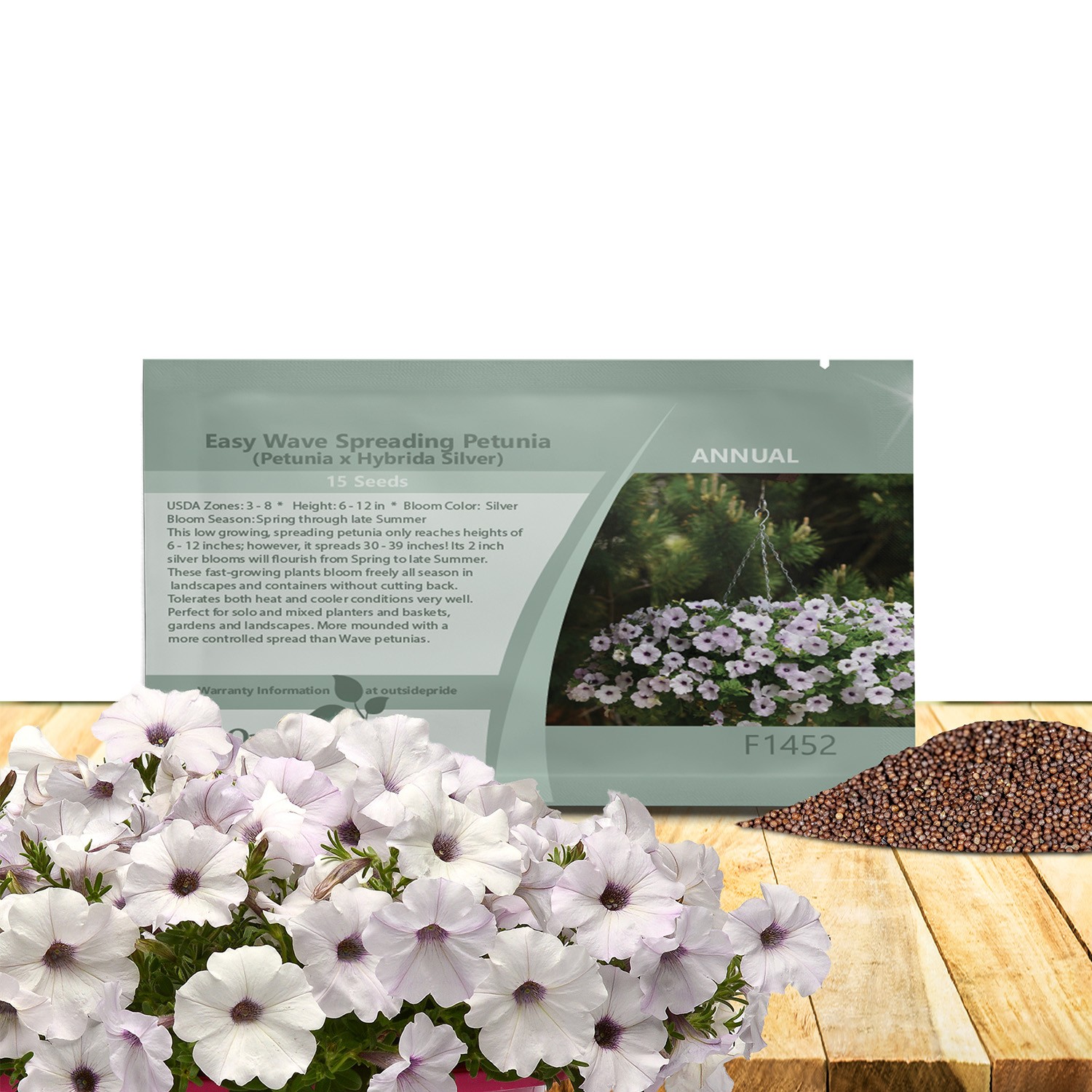 15 Seeds Silver Easy Wave Petunia Flower Seeds For Hanging Baskets & More