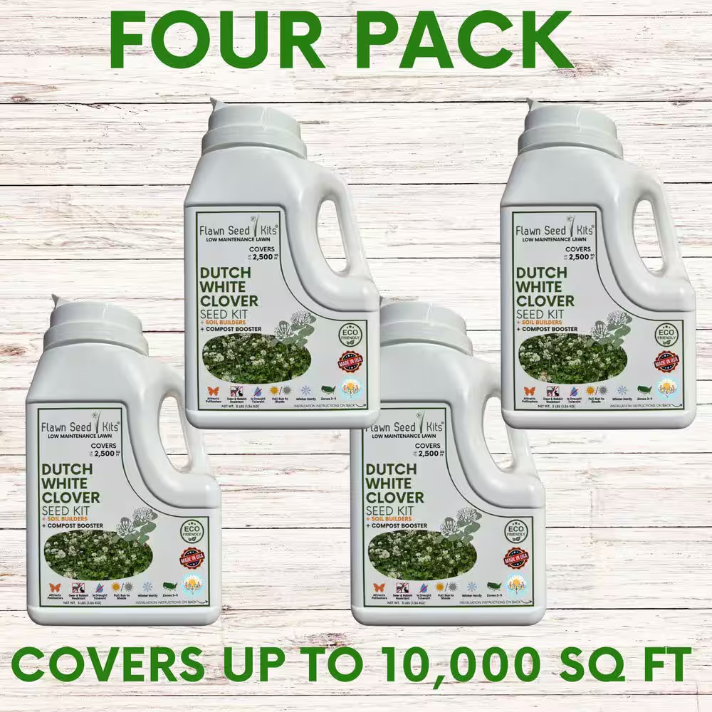 Dutch White Clover Flower Lawn Seed Kit, Easy Spread Shaker, Low Mnt, Alt Ground