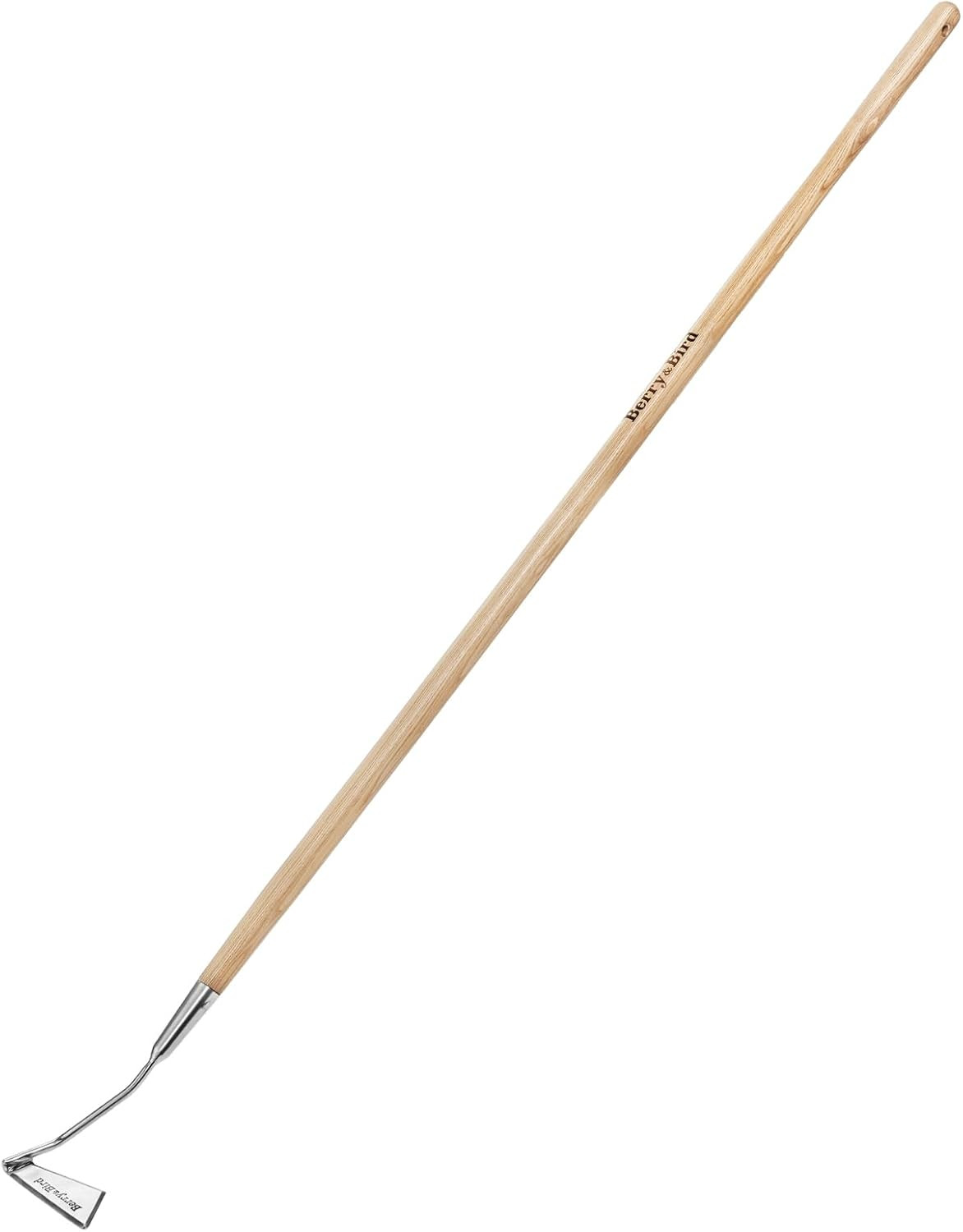 Swoe Garden Hoe, 61.8” Stainless Steel Long Handled 3 Edge Hoe with Wooden Hand