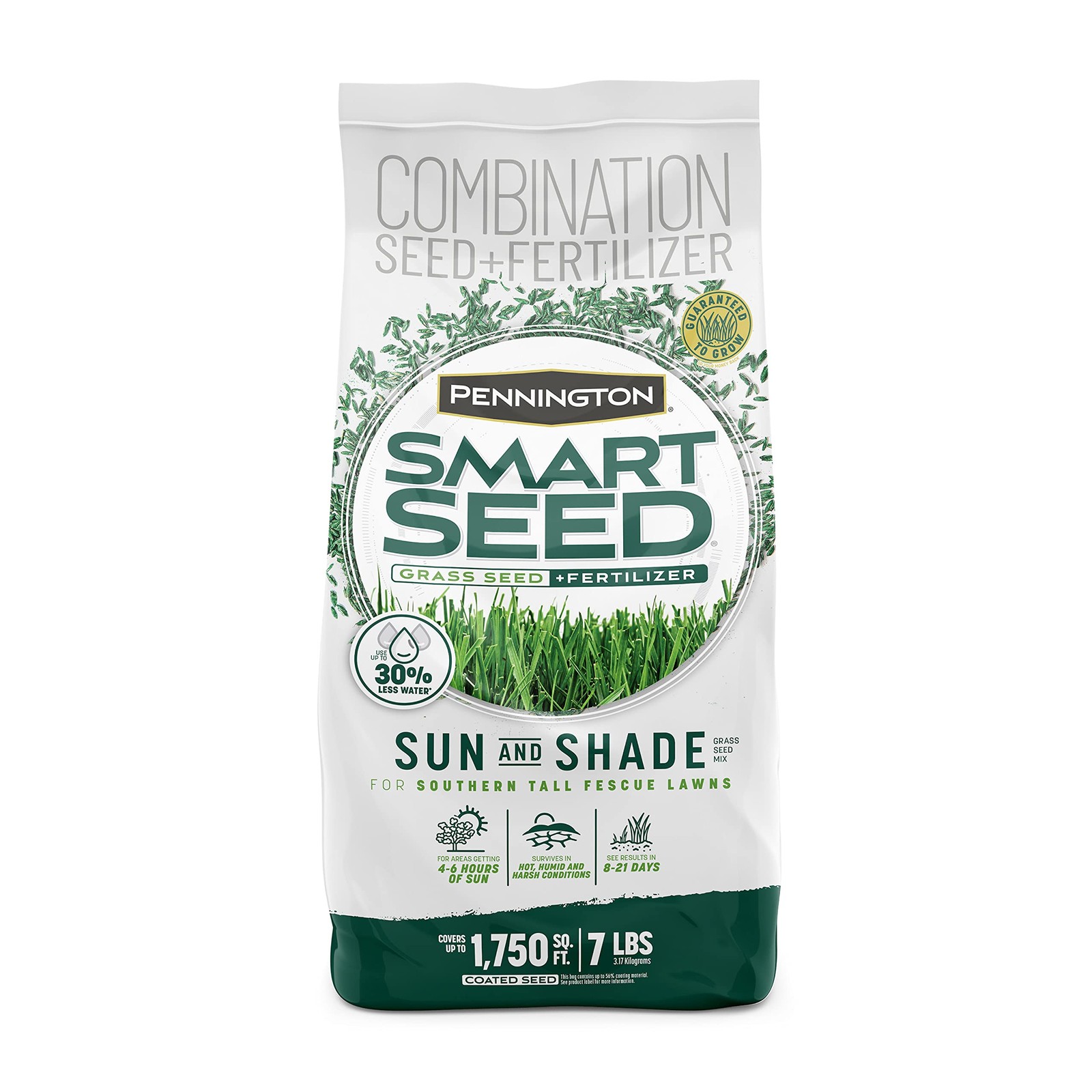 Smart Seed Sun and Shade Tall Fescue Grass Seed Mix for Southern Lawns 7 lb