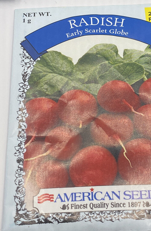 Radish Seeds Early Scarlet Globe Fresh Veggie Garden (1) Packaged For 2022