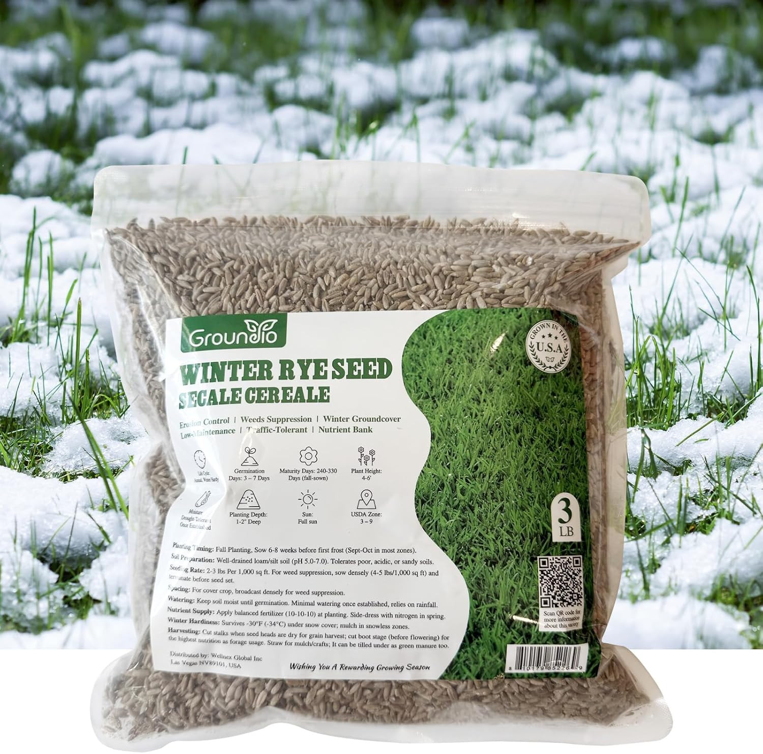 Winter Rye Seeds, 3Lbs Non-Gmo Cover Crop Seeds, Annual Secale Cereale to Plant