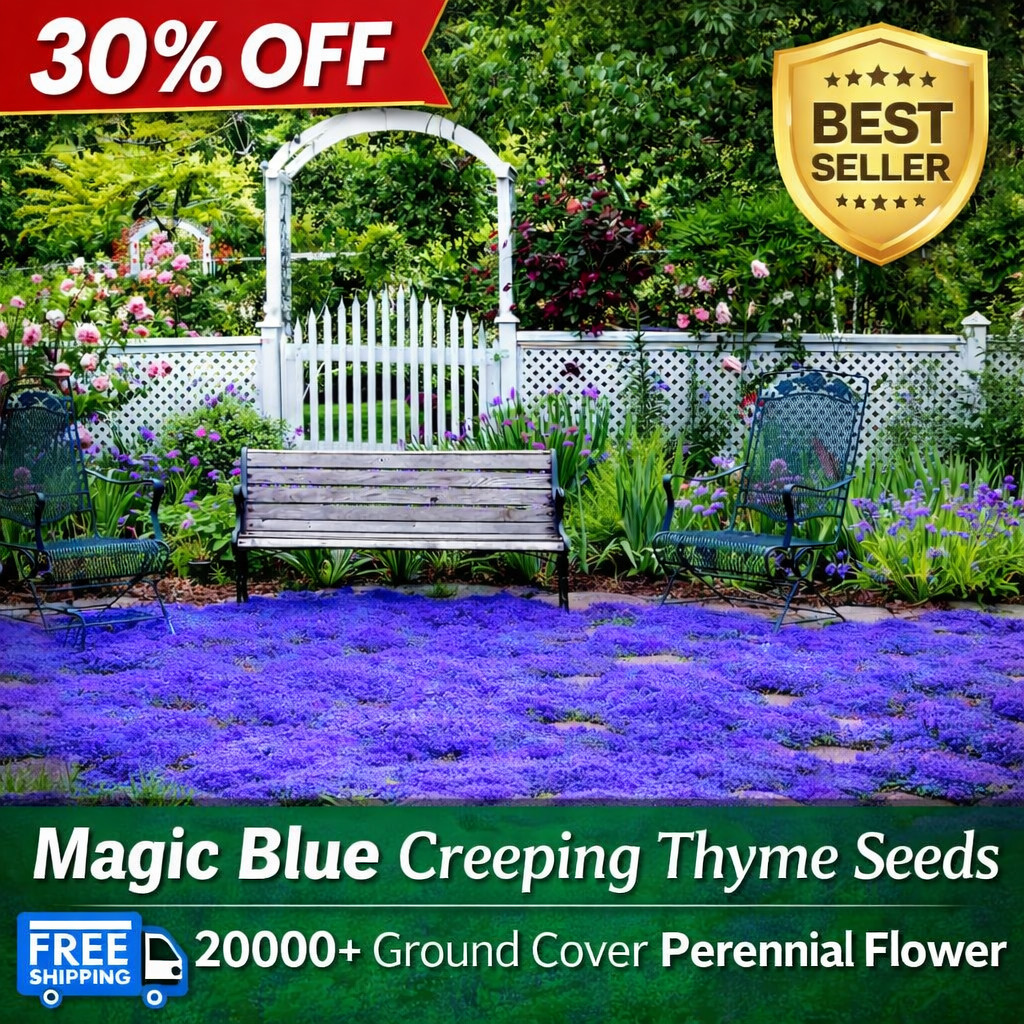 20000+Magic Blue Creeping Thyme Seeds Ground Cover Perennial Flower Full Sun NEW