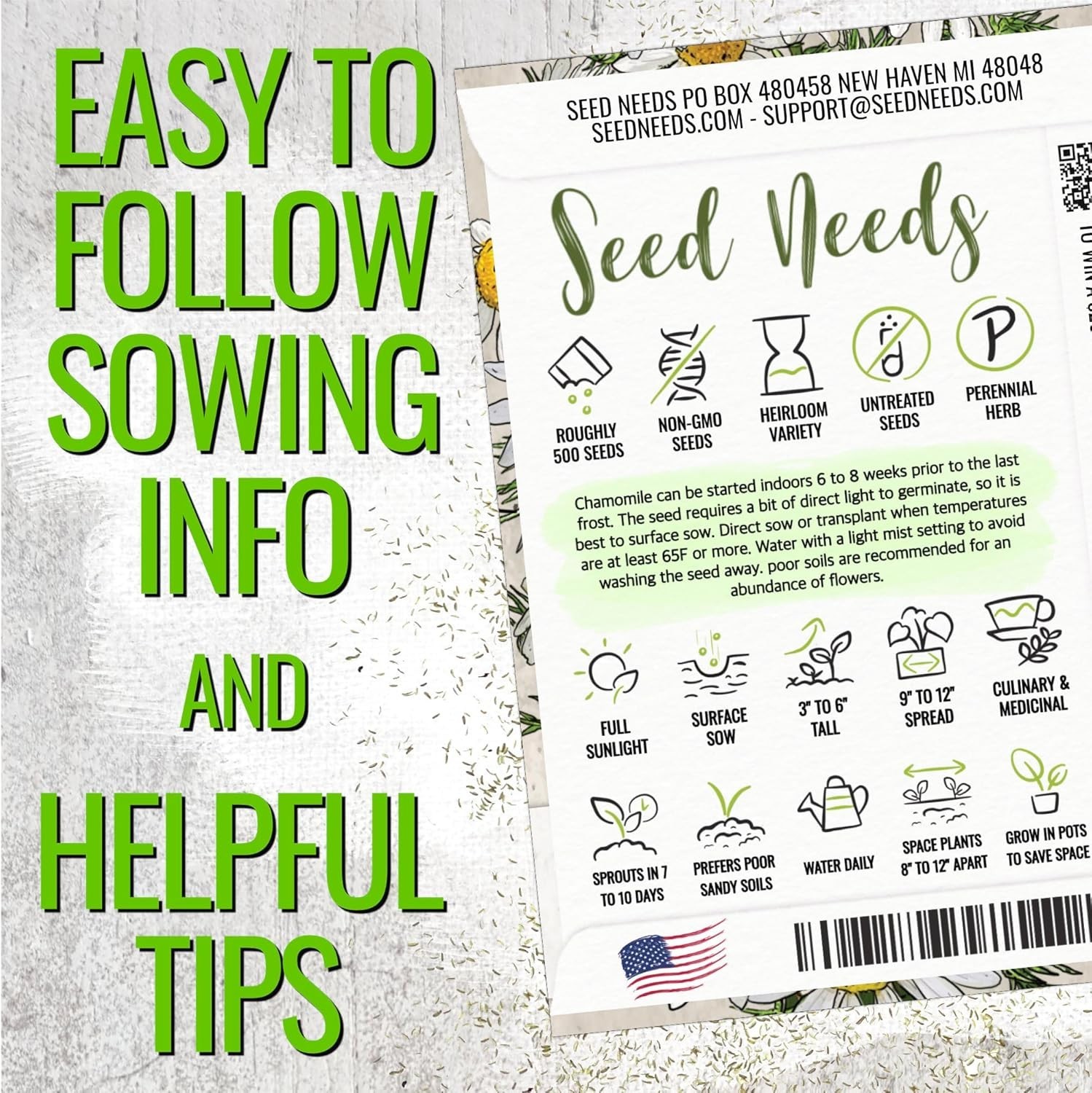 Roman Chamomile Seeds for Planting – Non-GMO, Heirloom & Untreated – Grow a H…