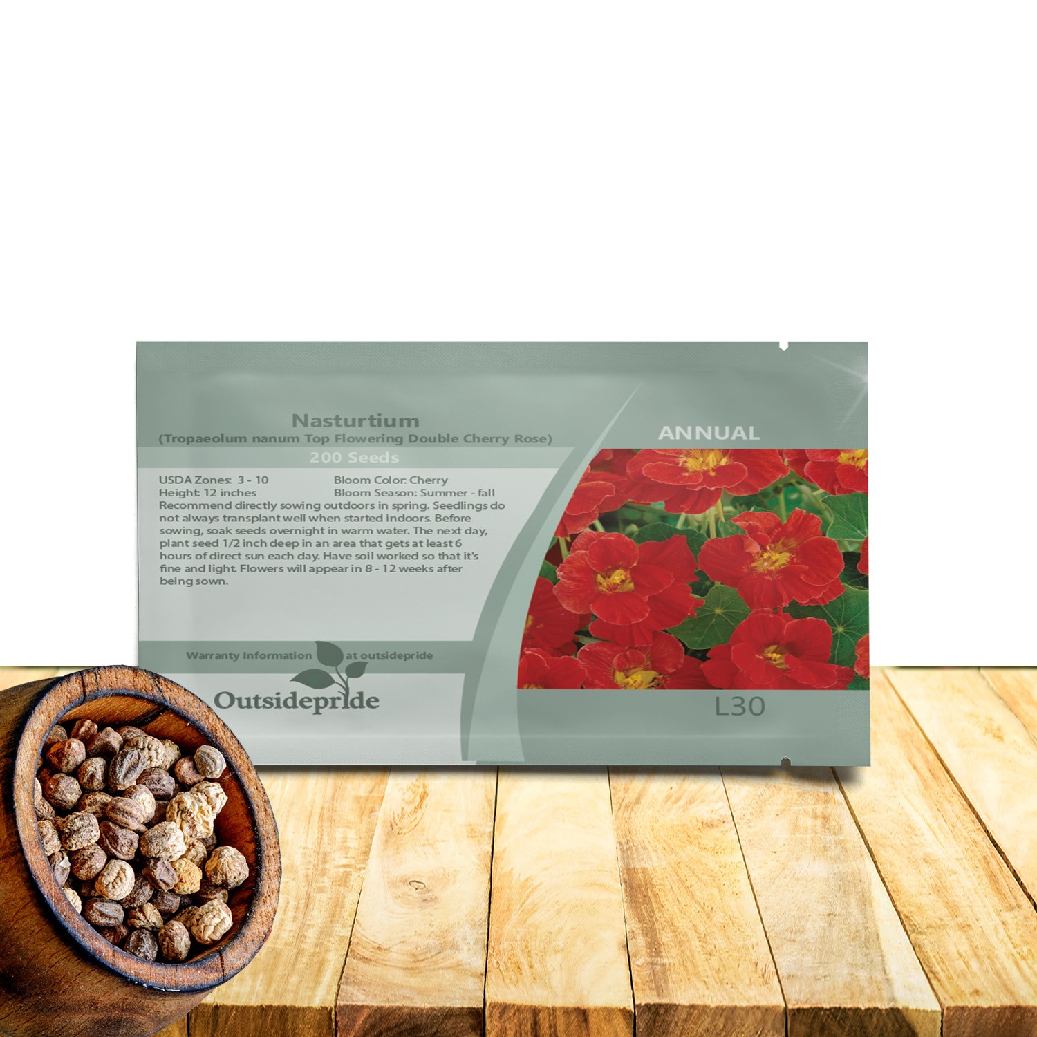 200 Seeds Nasturtium Double Flowering Cherry Rose Flower Seeds