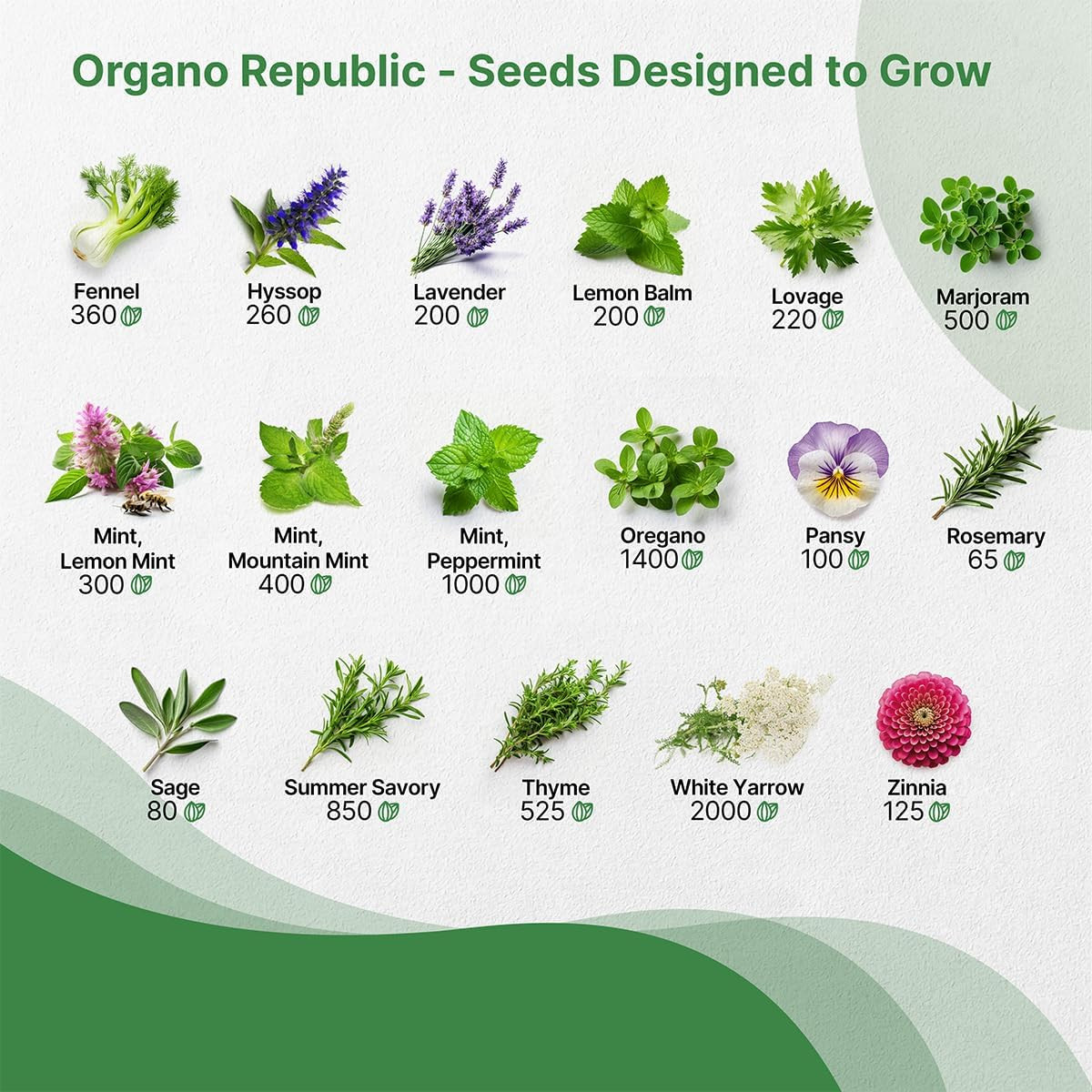 35 Medicinal & Tea Herb Seeds Variety Pack, Non-Gmo Heirloom Seeds, 16,335+ Tota