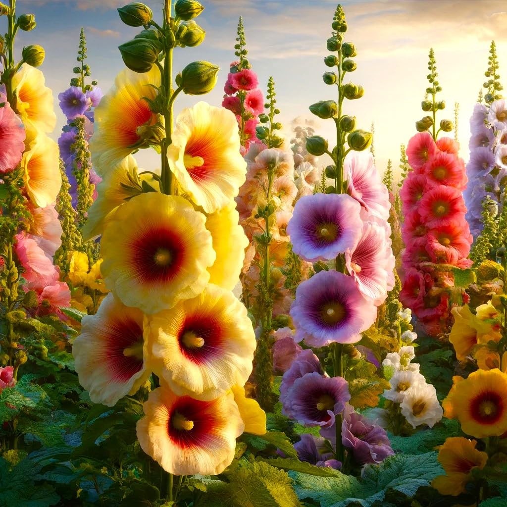Seeds Hollyhock Seed Mix Malva 30+ for Planting Showy small, Multicolor