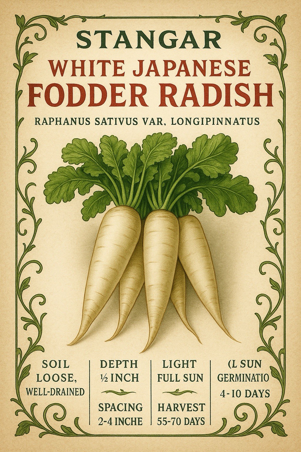 White Japanese Fodder Radish Seeds Heirloom Non GMO 2026 USA