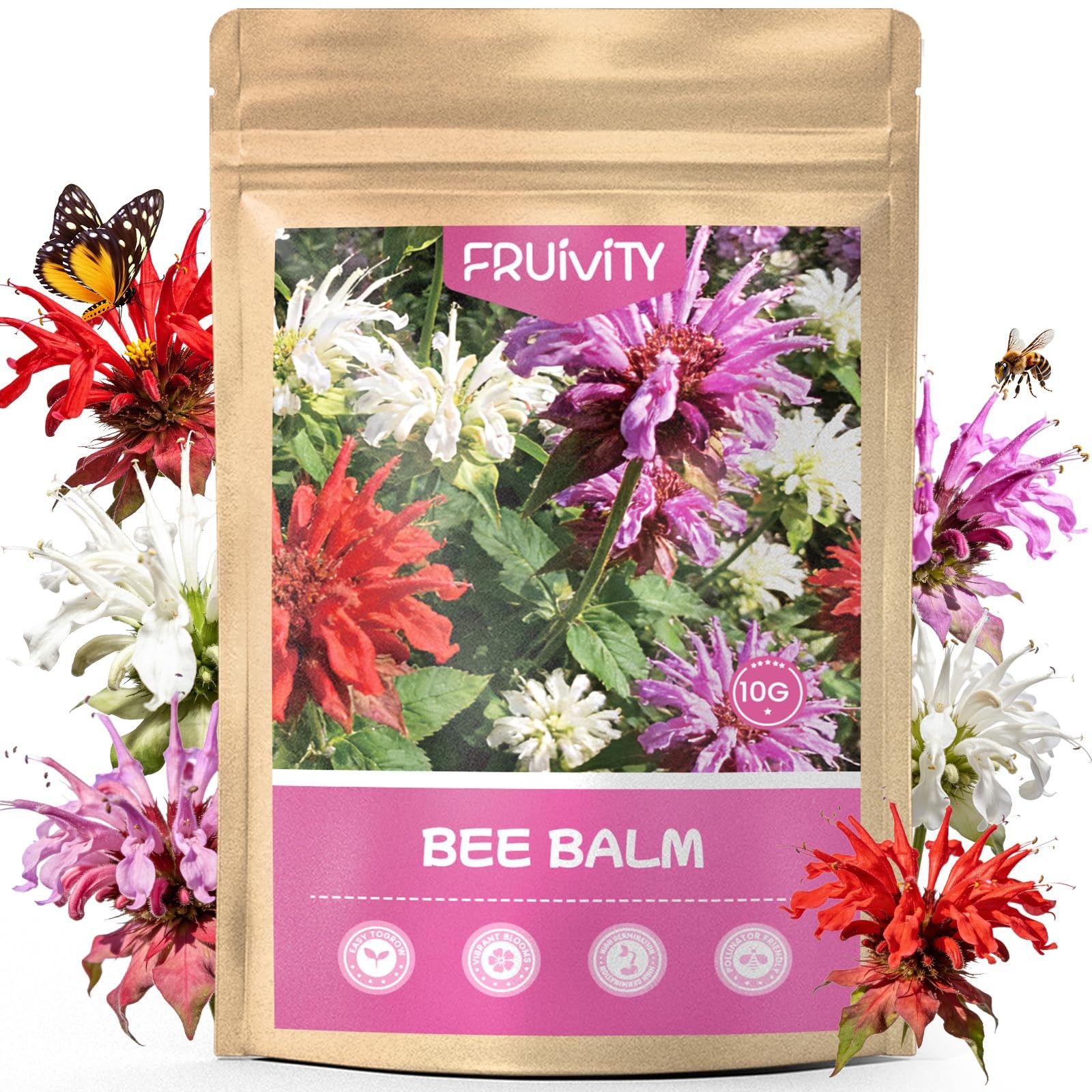 4000+ Bee Balm Seeds for Planting, Color Mix Native Wildflower Seeds, Heirloo…