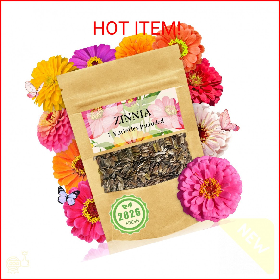 Zinnia Seeds Bulk 5,000+ | Outdoor Flower for Planting |Giant Zinnia Seeds for 2