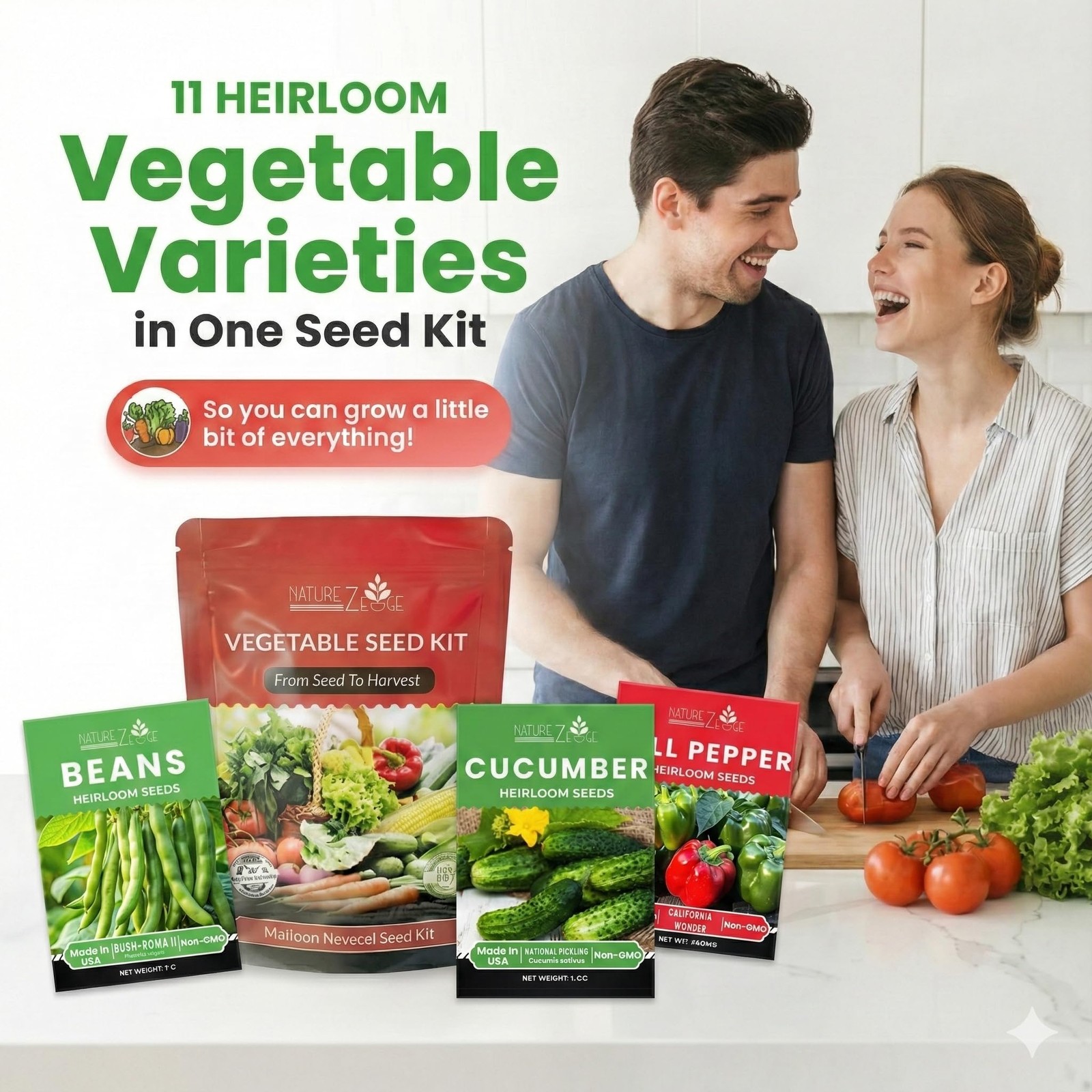 “11 Heirloom Seeds Variety Pack for Home Garden, Survival & Doomsday Prep”