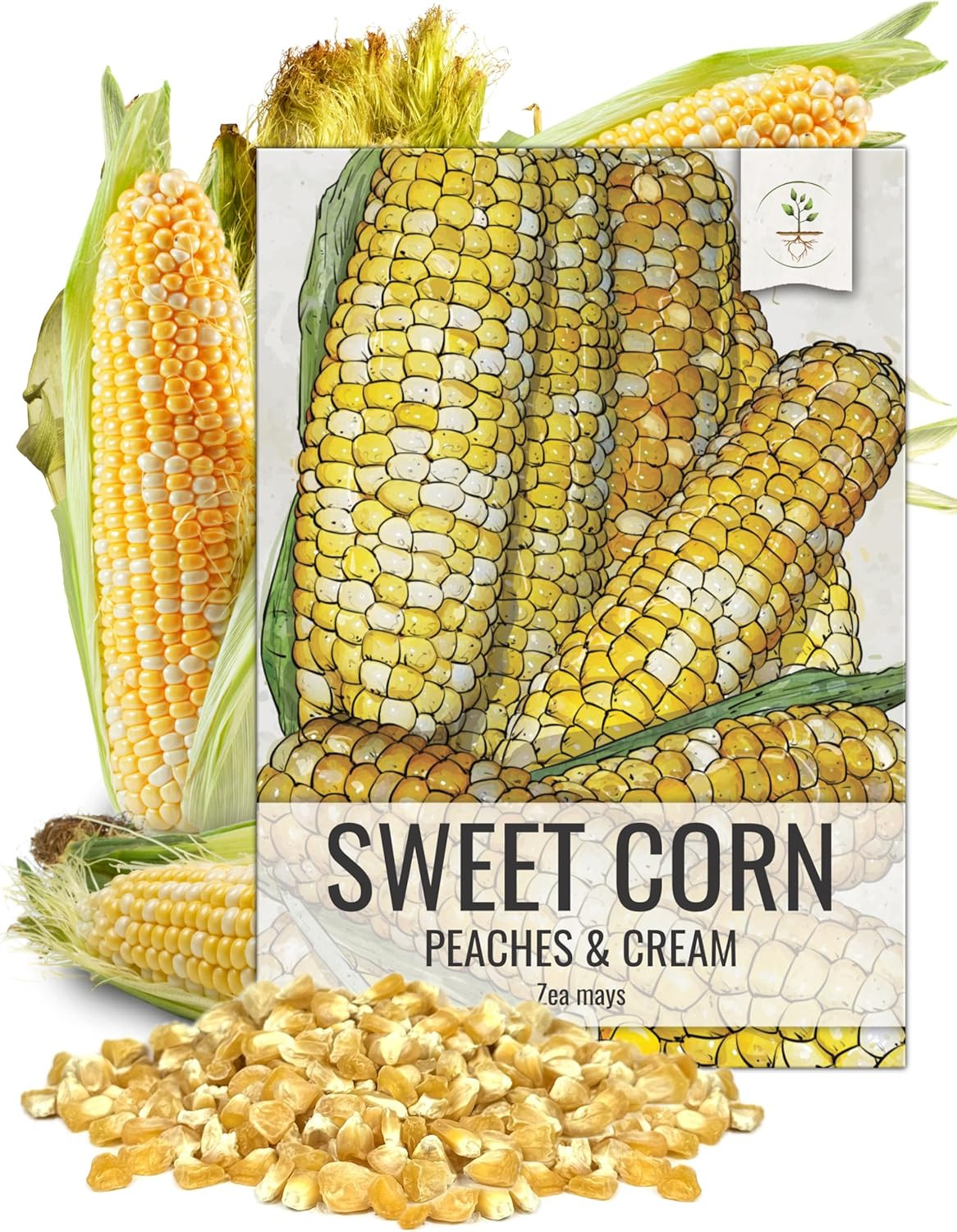 Peaches and Cream Sweet Corn Seeds | 230+ Seeds Non GMO Hybrid Untreated Bicolor