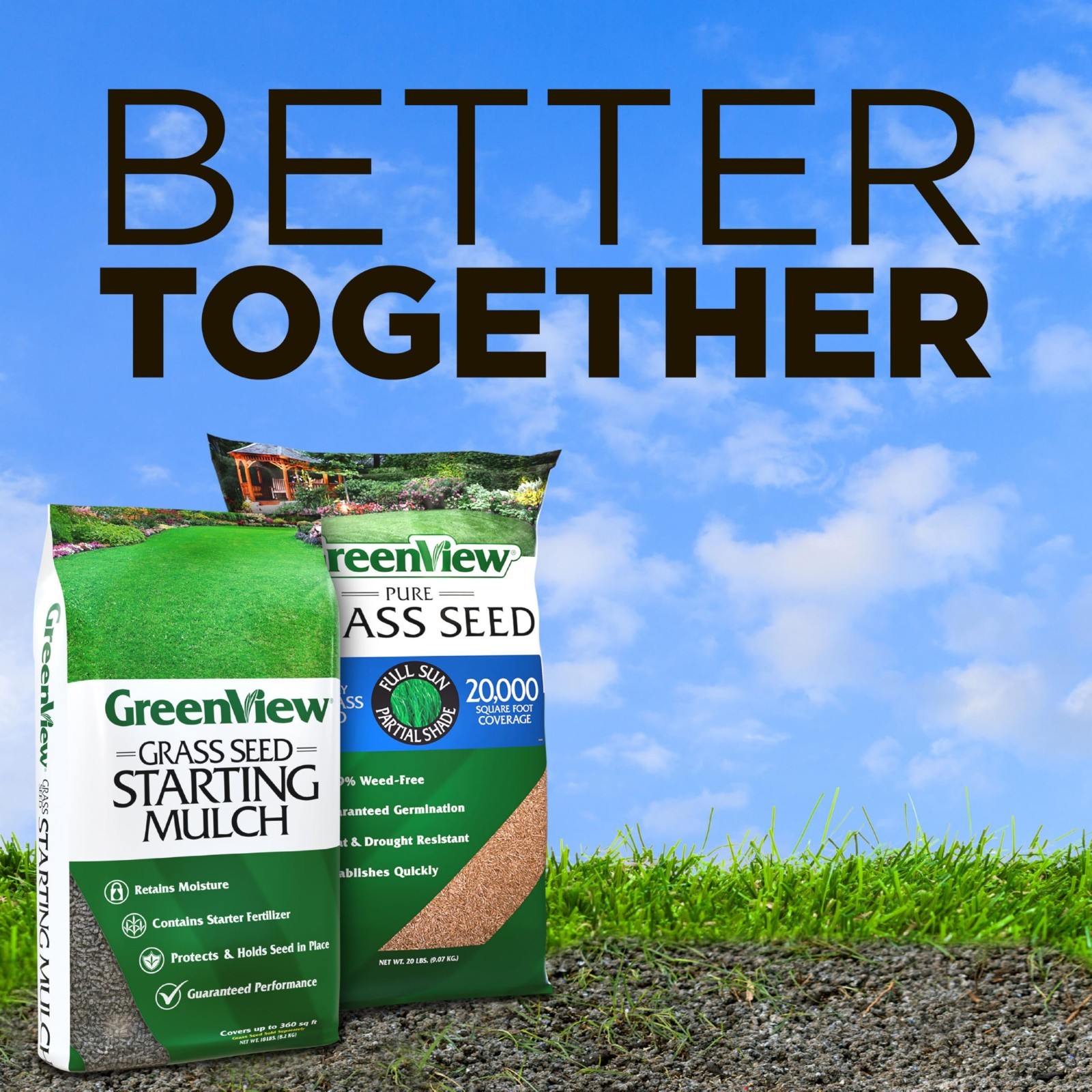 Grass Seed Starting Mulch for New Lawns & Bare Spots – 18 lb Bag, Covers 360 sq